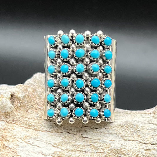 Authentic Native American Zuni 6 Row Snake Eyes Ring