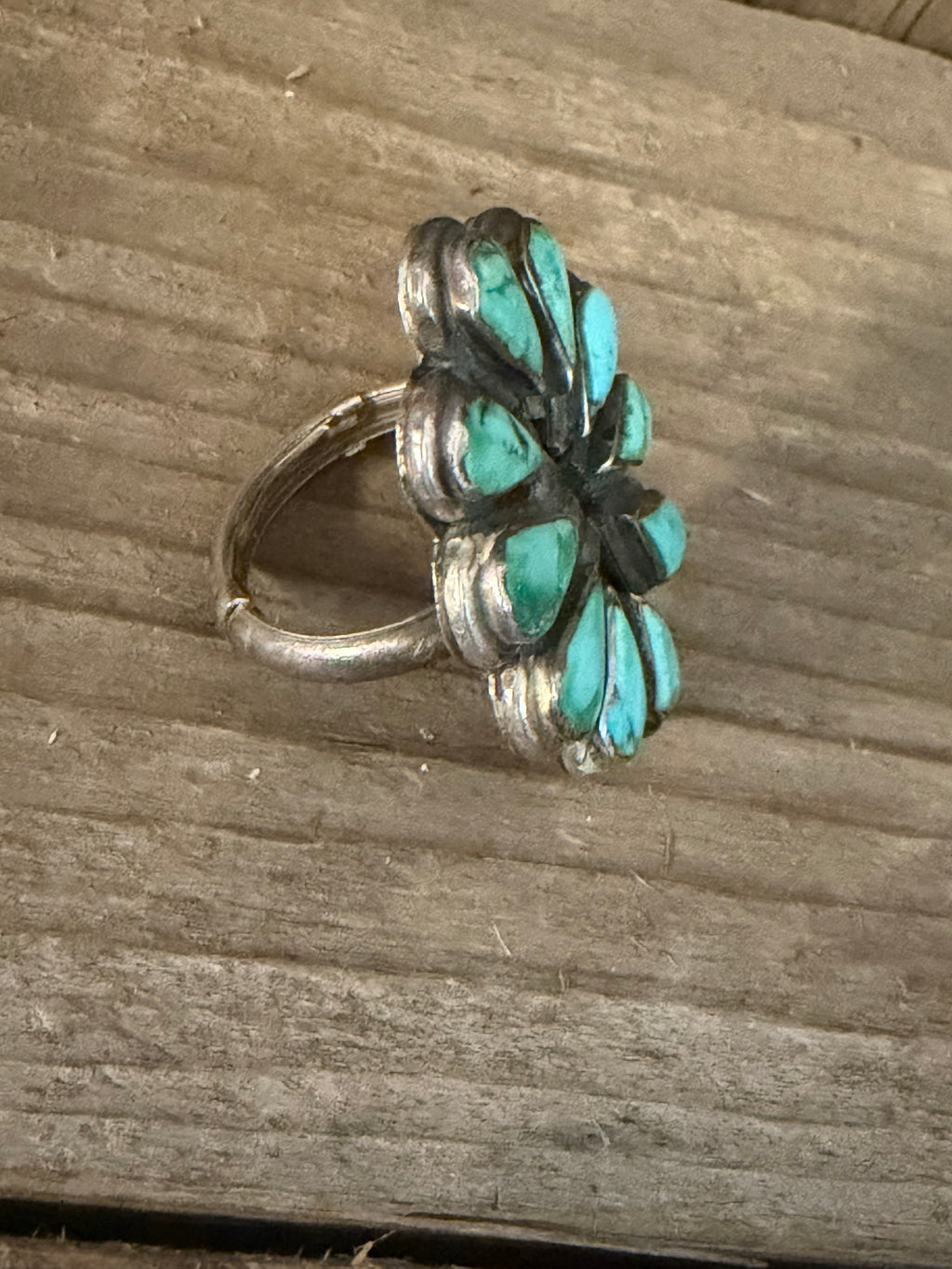 Native American Handmade Vintage Cluster Ring Size 7