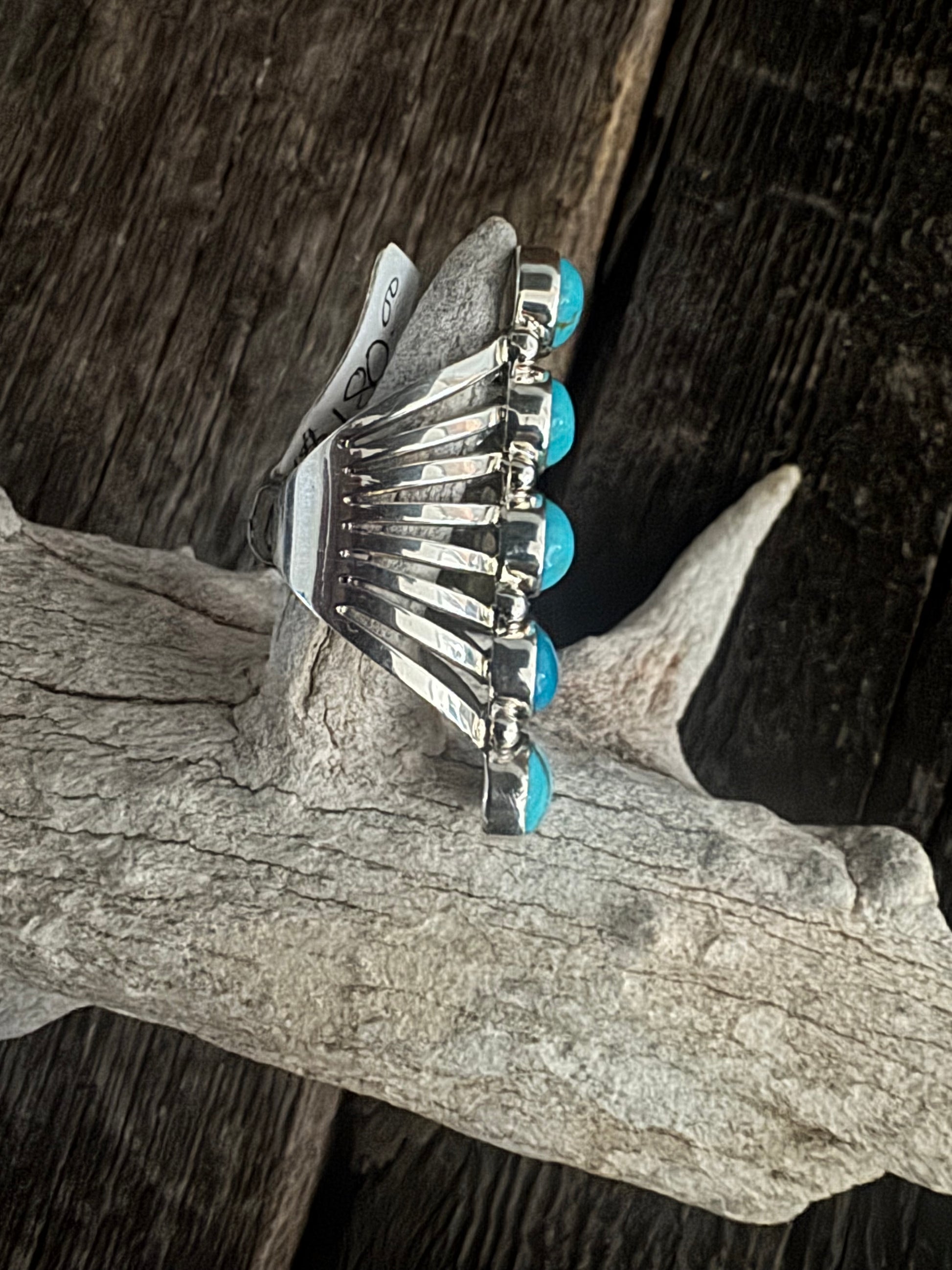 Thomas Yazzie 5 Stone  Turquoise Ring Size 7