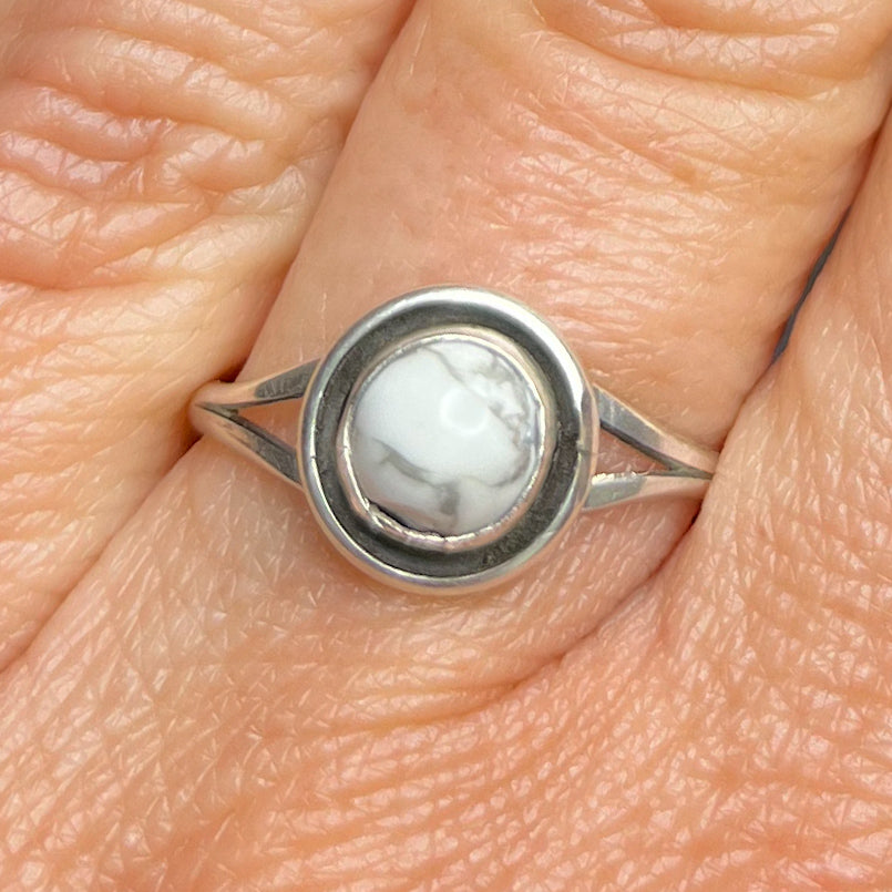 Authentic Native American Handmade White Buffalo and Sterling Silver Ring