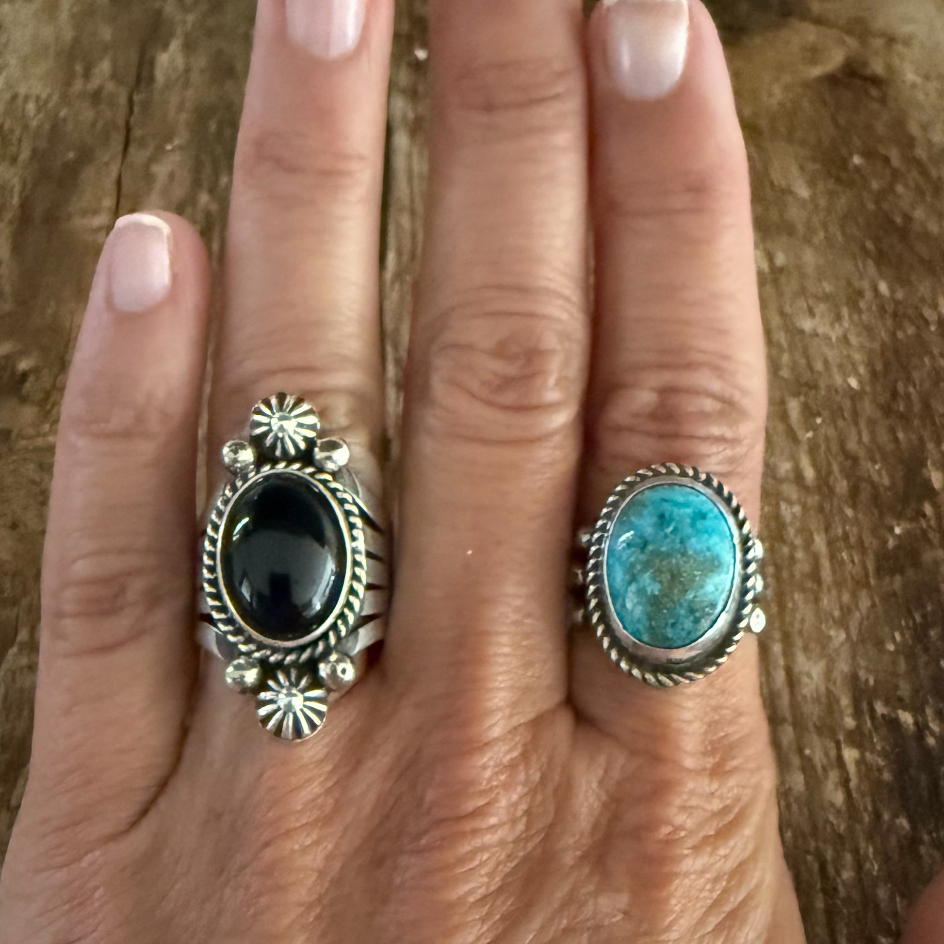 Authentic Native American Handmade Black Onyx Ring size 7 1/4.