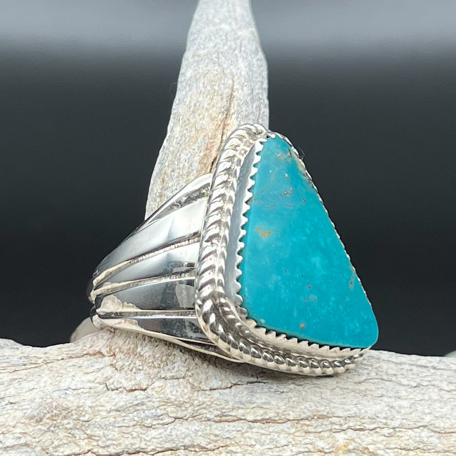 Men’s Native American Handmade Sterling Silver Turquoise Ring Size 12.