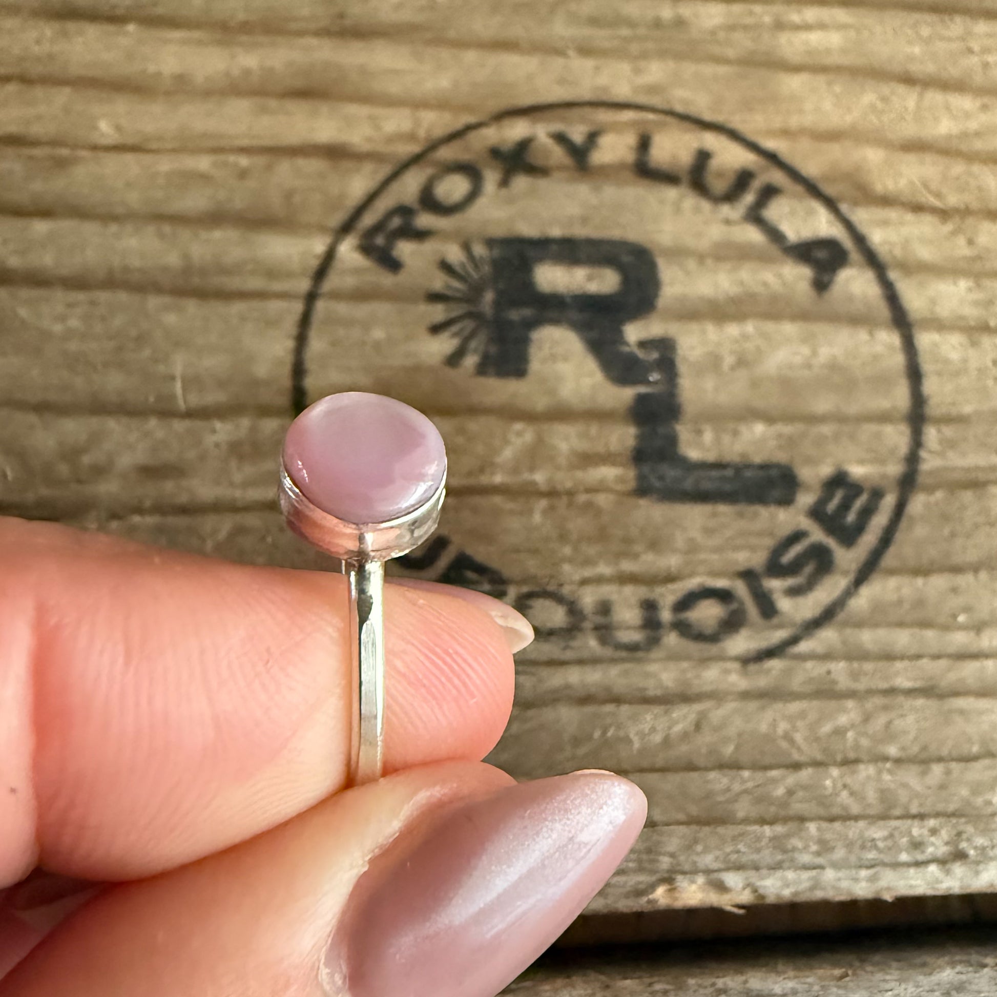 Authentic Native American Handmade Sterling Silver and Pink Moonstone Ring size 7 1/2