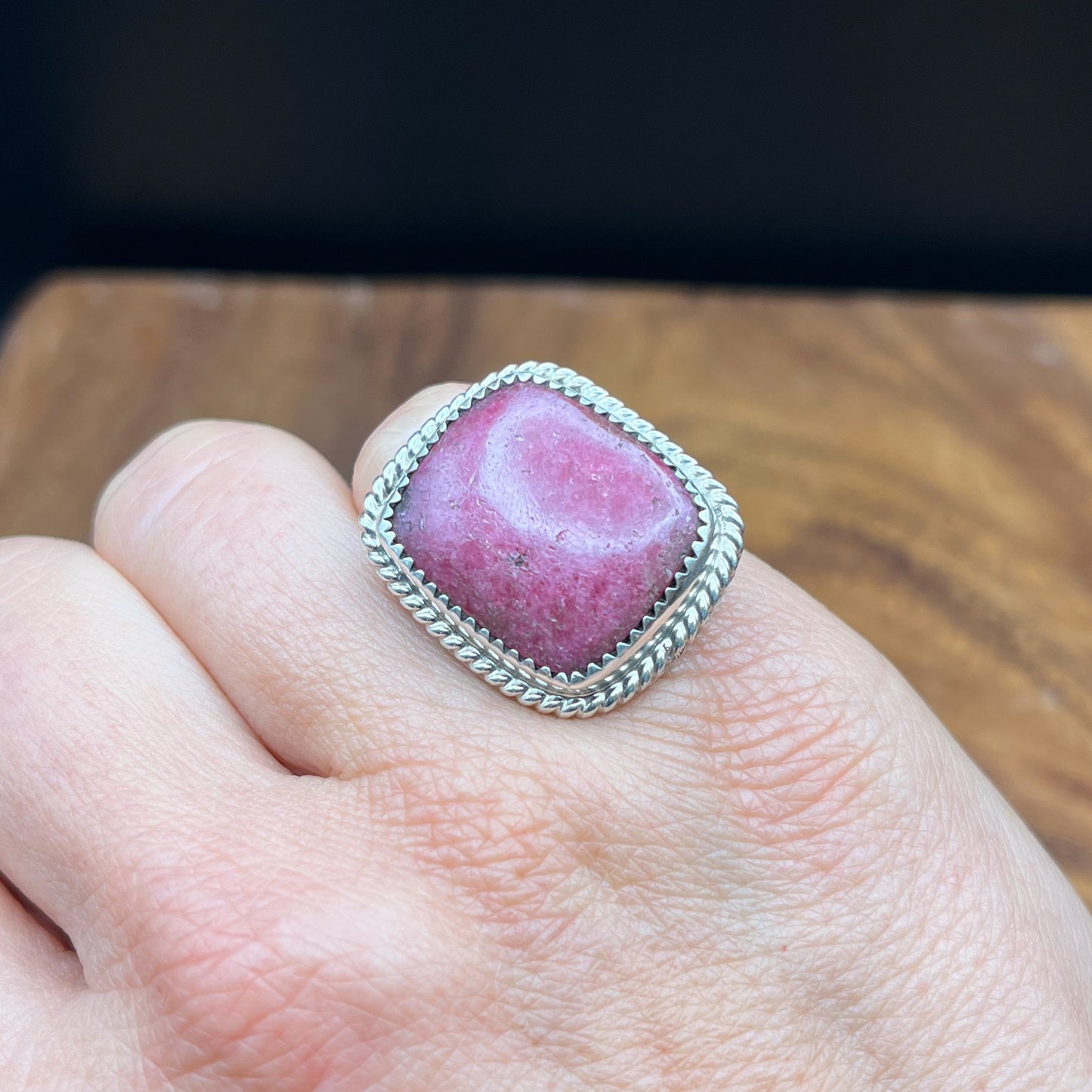 Authentic Native American Handmade Rhodonite Ring