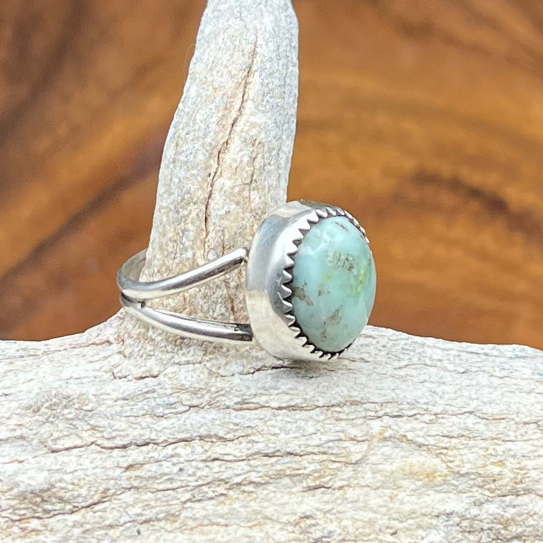 Authentic Native American Handmade Palomino Variscite Sterling Silver Ring