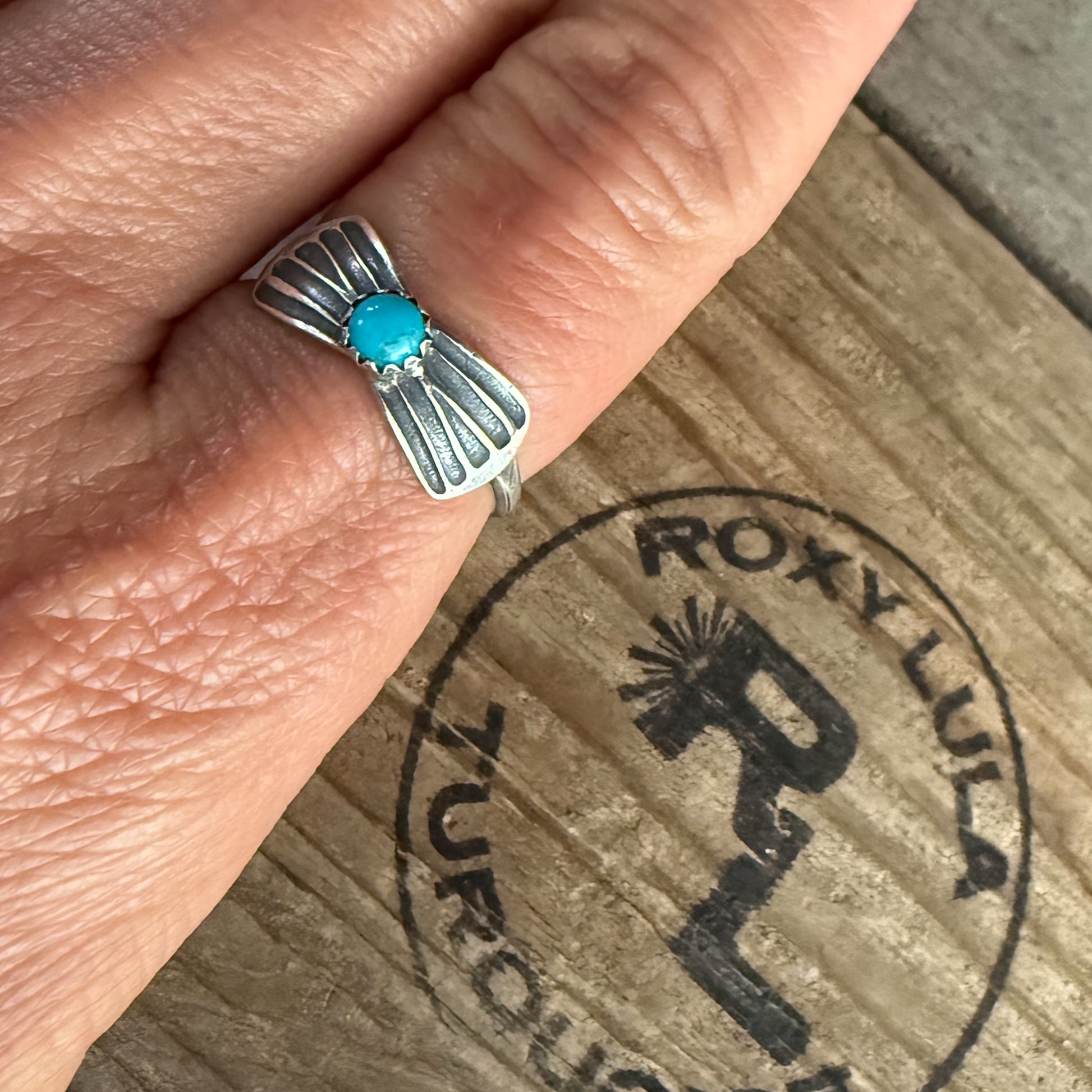 Authentic Native American Handmade Sterling Silver and Turquoise Ring size 8