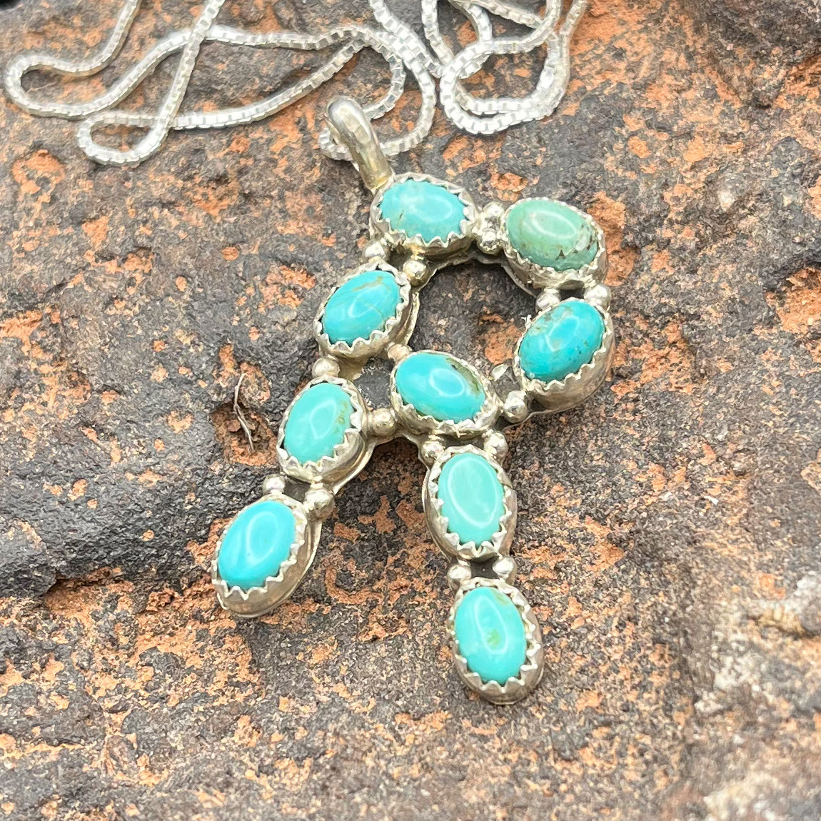 Authentic Handmade Native American Turquoise “R” Necklace