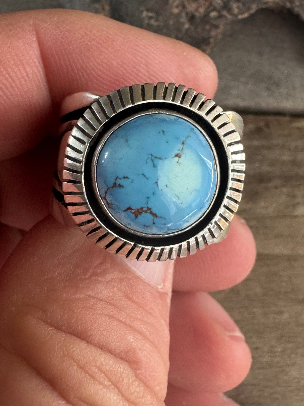 Cooper Willie Handmade Golden Hills Turquoise-Silver Ring Size 11