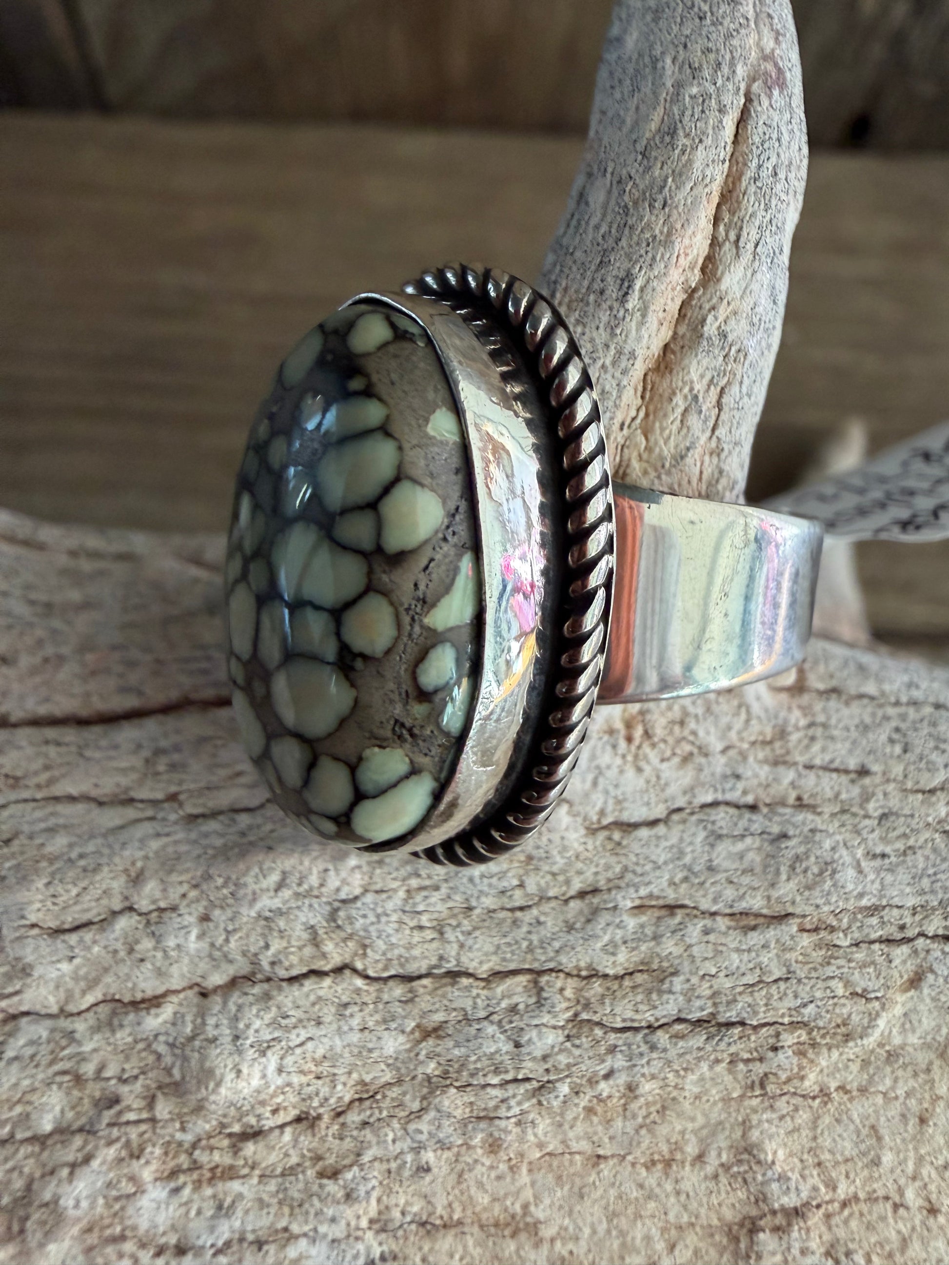 Native American Albert Jake Sterling Silver-Desert Bloom Handmade Ring Size 7.5