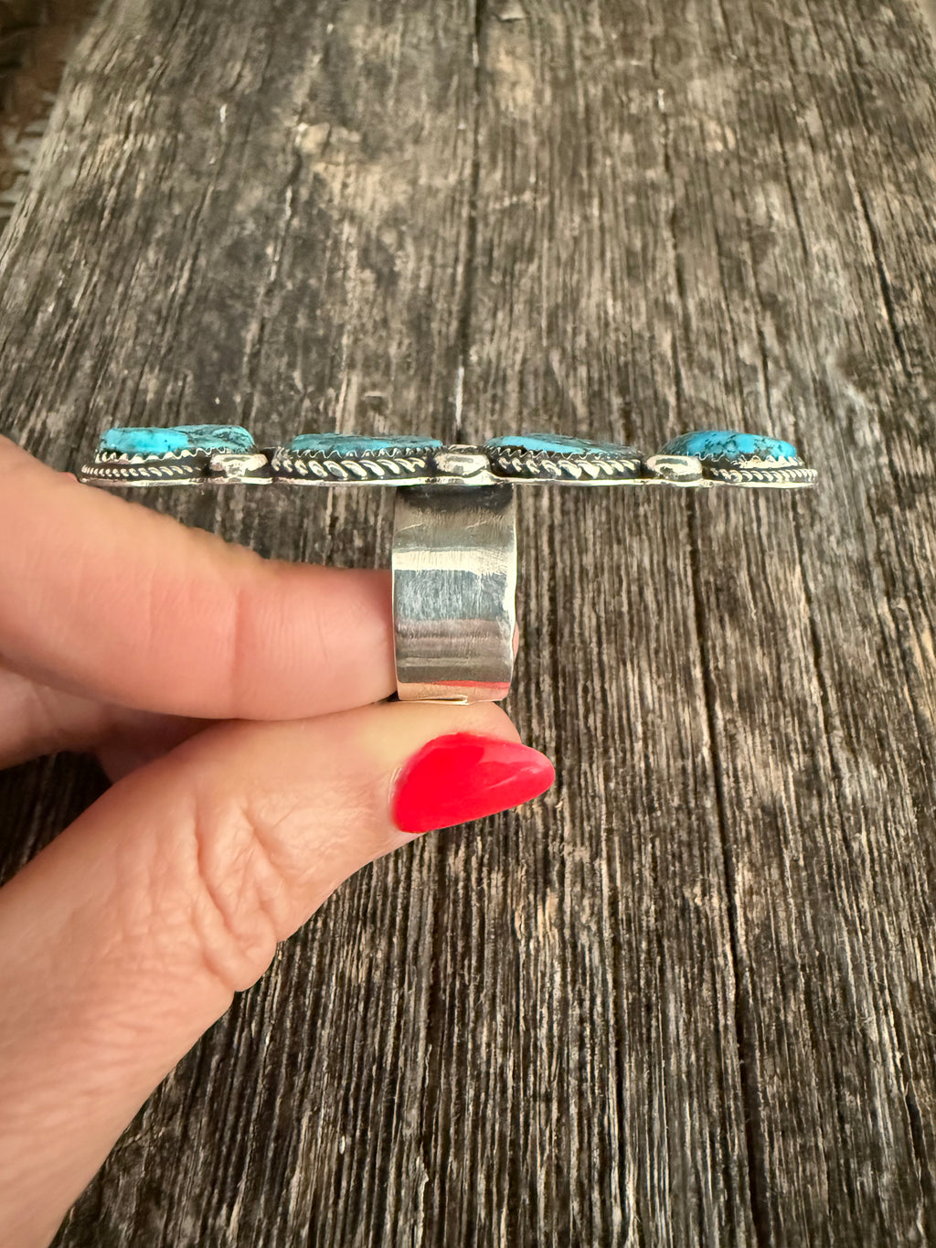 Custom Chad Tellar Kingman Nugget Stacker Turquoise Ring