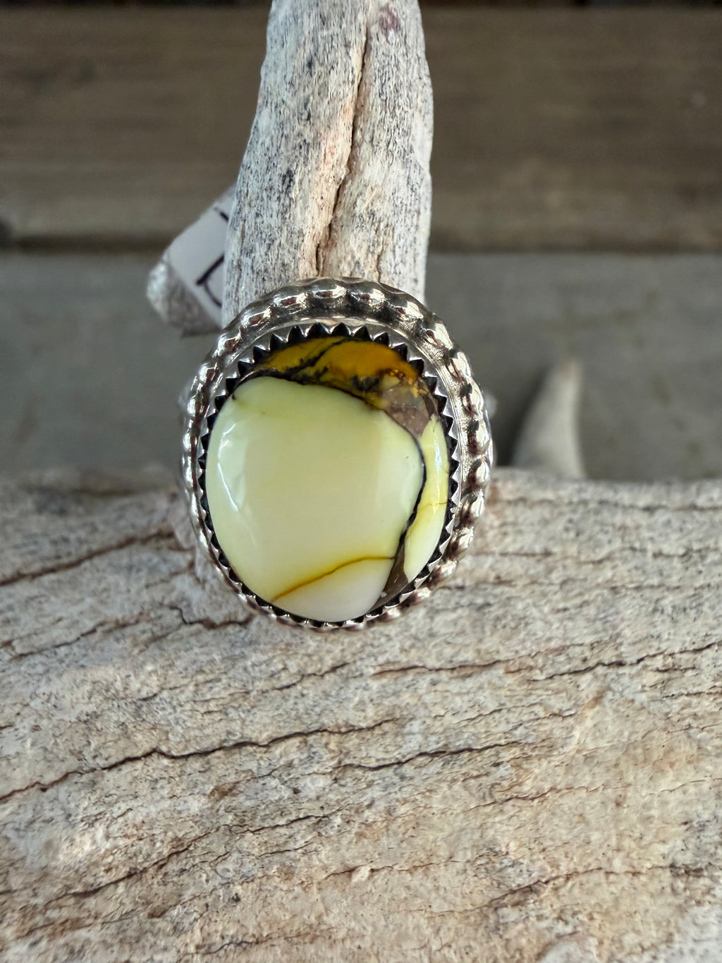 Native American Jennifer Begay Handmade Sterling Silver-Honey Dahlia Ring Size 7