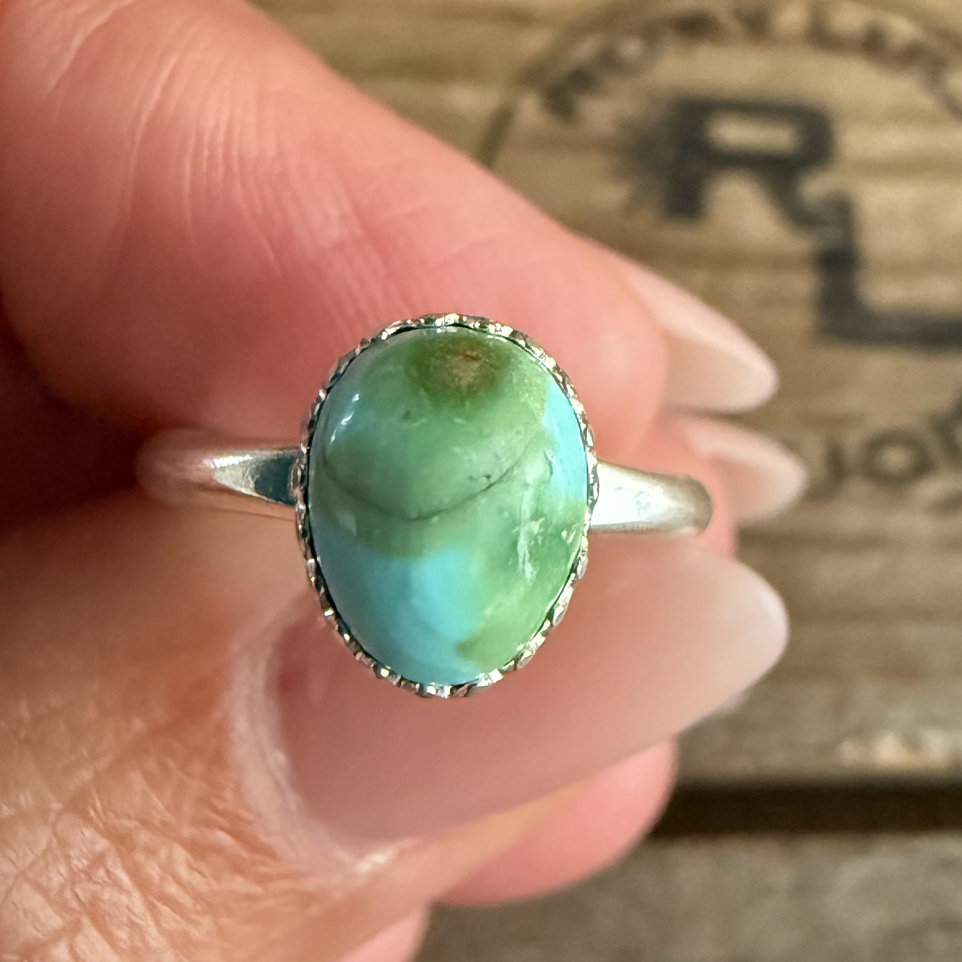 Authentic Native American Handmade Sterling Silver and Sierra Bella Turquoise Ring size 5 1/2
