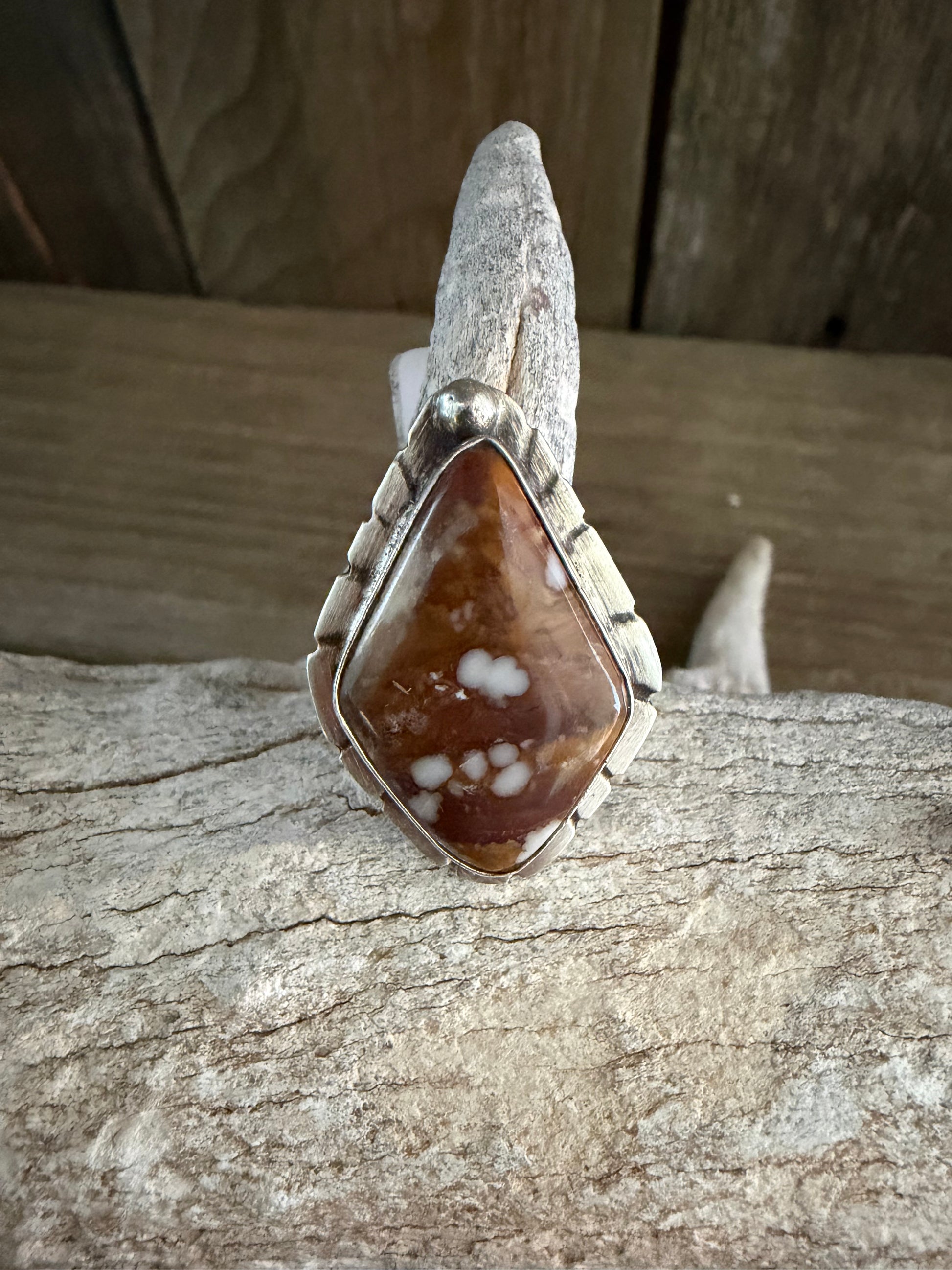 Native American Chaz Clayton Tsosie Handmade Sterling Silver-Wildhorse Variscite Ring Size 6