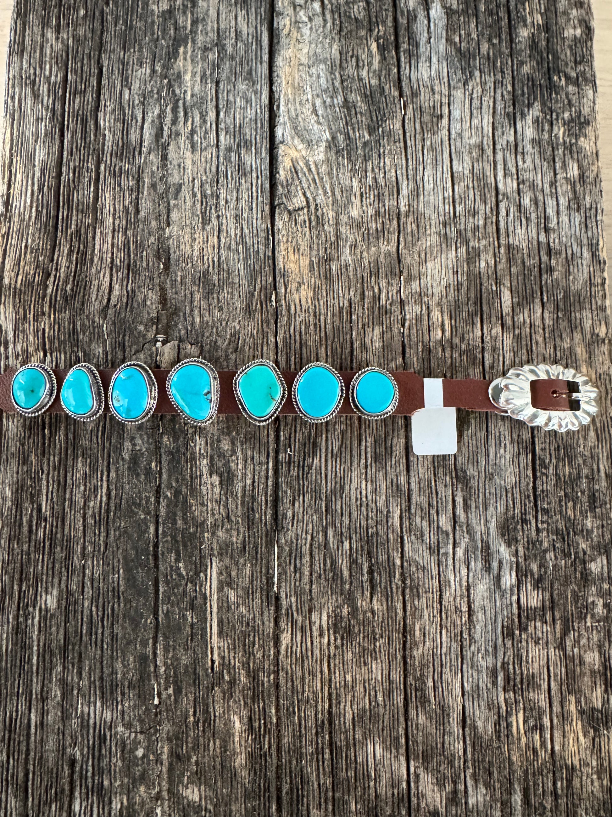 7 Stone Leather Bracelet