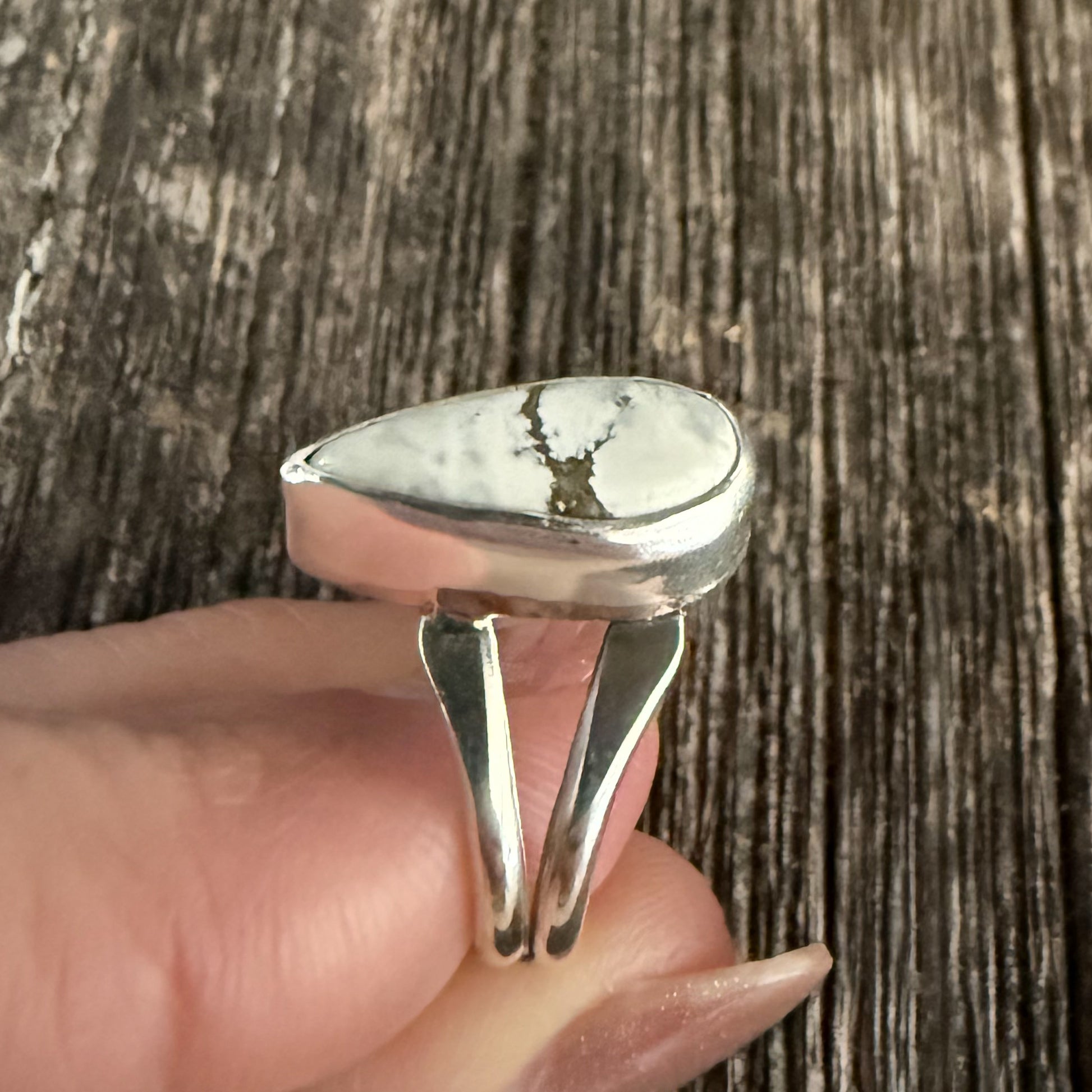 Authentic Native American Handmade Sterling Silver and Ivory Creek Variscite Ring size 8 1/2.