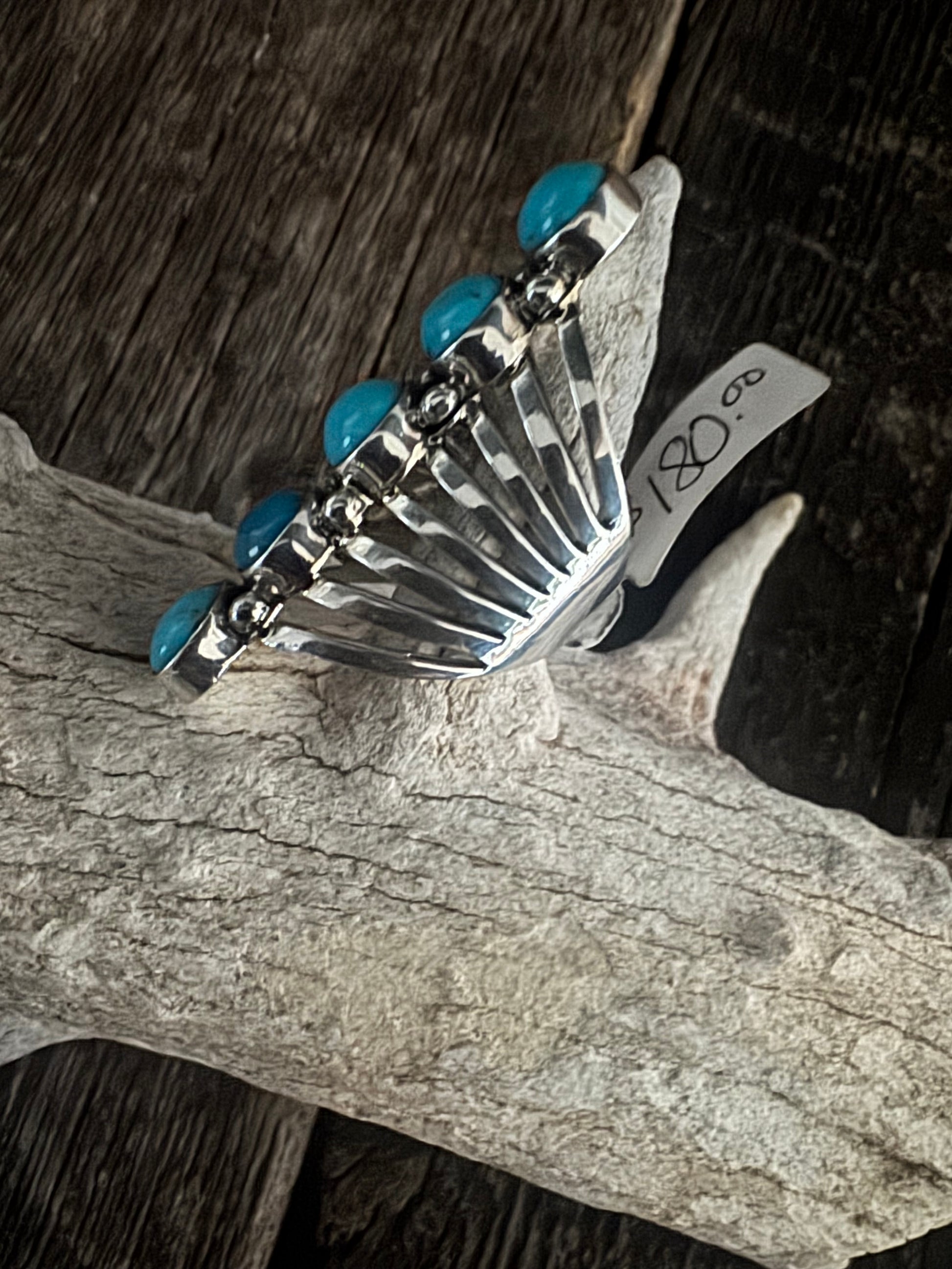 Thomas Yazzie 5 Stone  Turquoise Ring Size 7