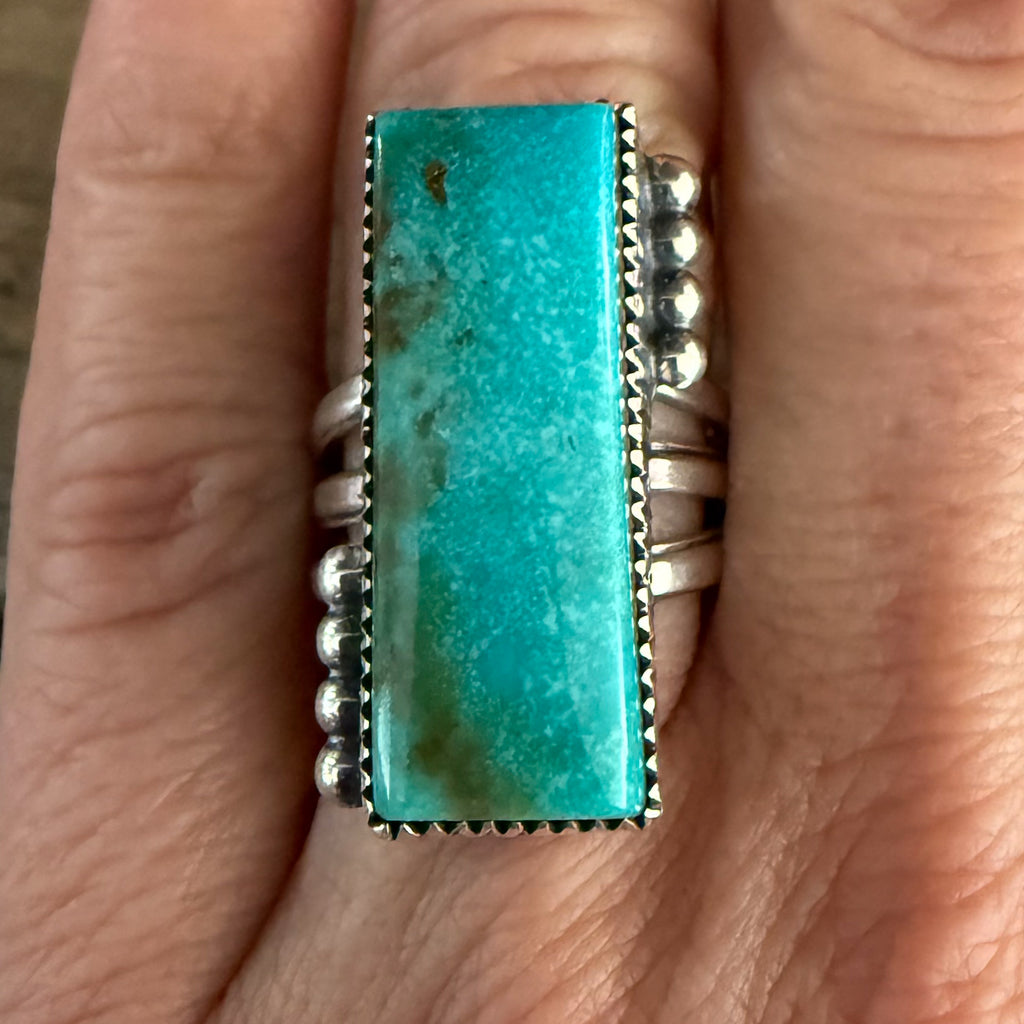 Authentic Native American Handmade Sterling Silver and Turquoise Ring size 8 1/2.