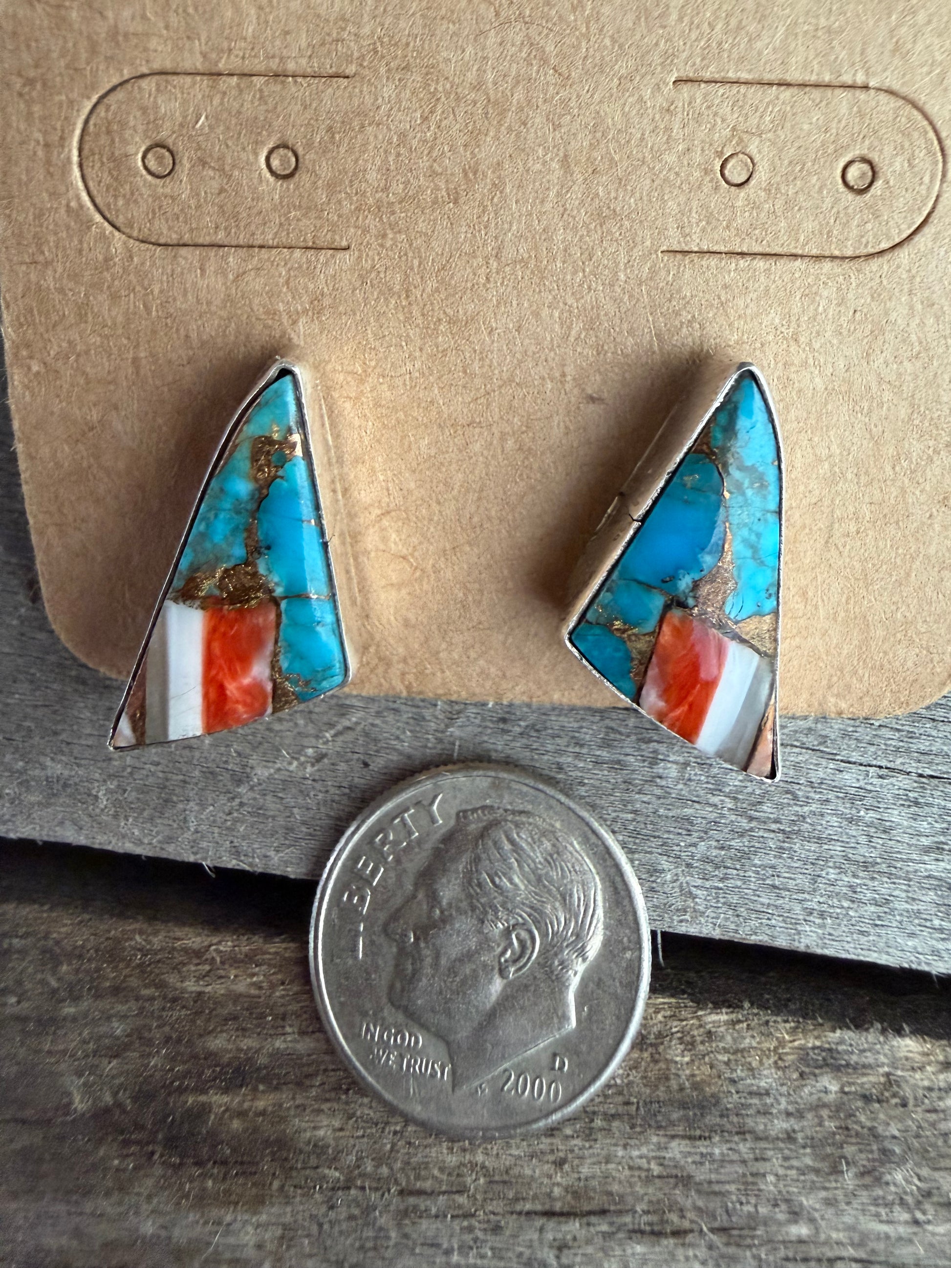 Native American Handmade Mojave Turquoise Sterling Silver Earrings