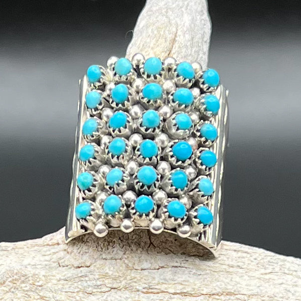 Authentic Native American Zuni 6 Row Snake Eyes Ring