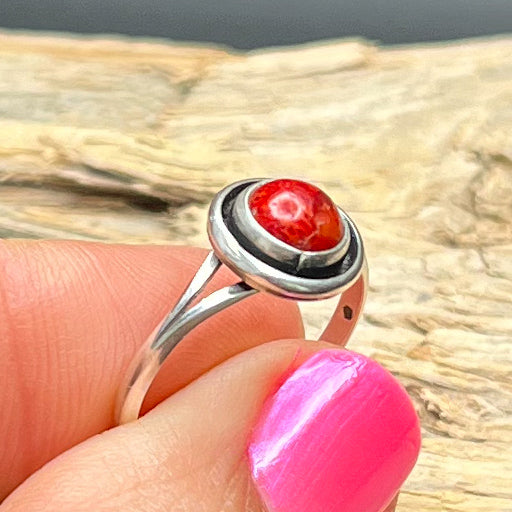 Authentic Native American Red Jasper Sterling Silver Ring