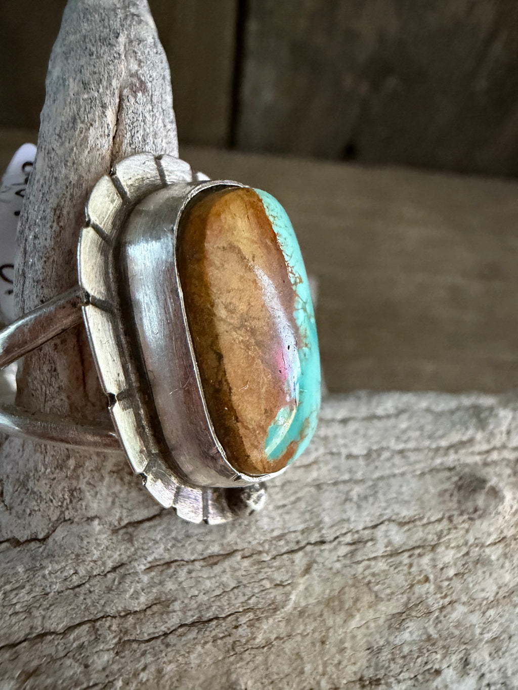Native American Celeste Begay Handmade Pilot Mountain Turquoise-Sterling Silver Ring Size 6.5