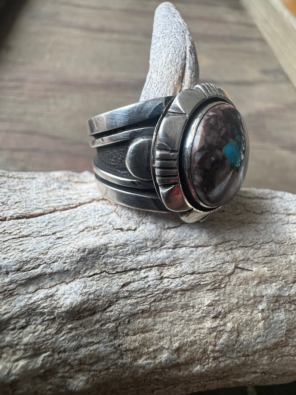 ￼Cooper Willie Handmade Sterling Silver Bisbee Turquoise Ring Size 9