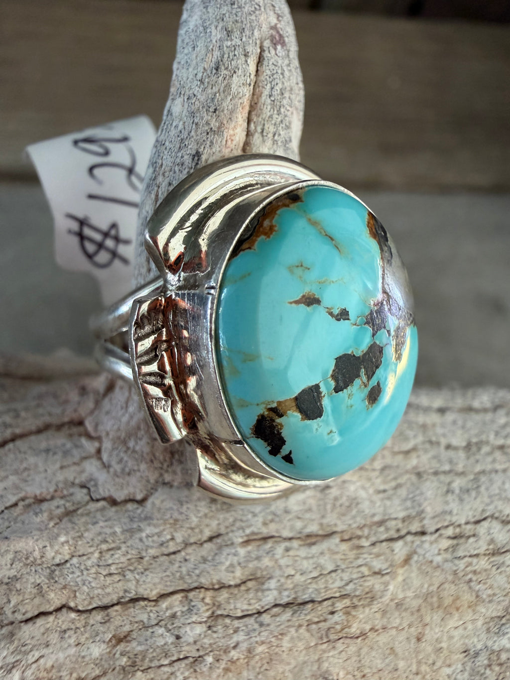 Native American Celeste Begay Handmade Sterling Silver-Blackjack Turquoise Ring Size 5