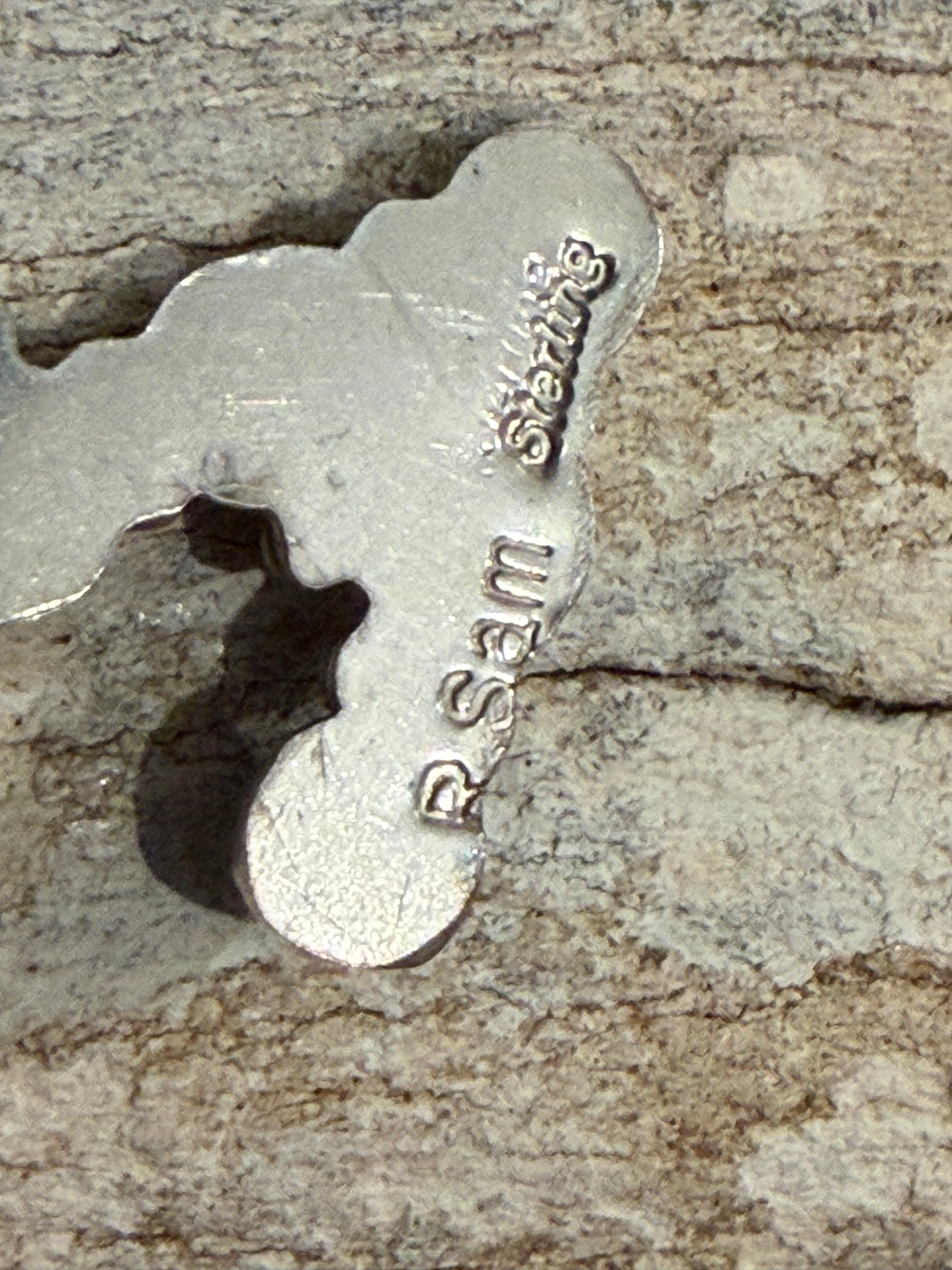 Native American Handmade Sterling Silver Turquoise Letter M Necklace