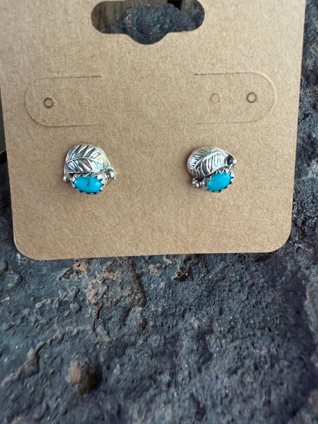 Native American Handmade Sterling Silver Turquoise Earrings