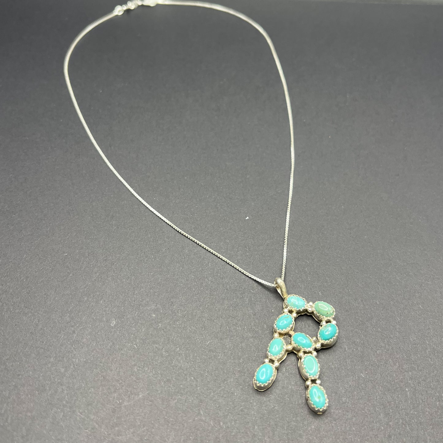 Authentic Handmade Native American Turquoise “R” Necklace