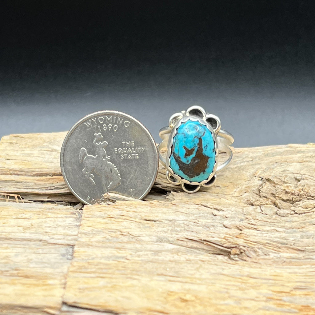 Authentic Native American Handmade Turquoise Ring Size 6 1/4.