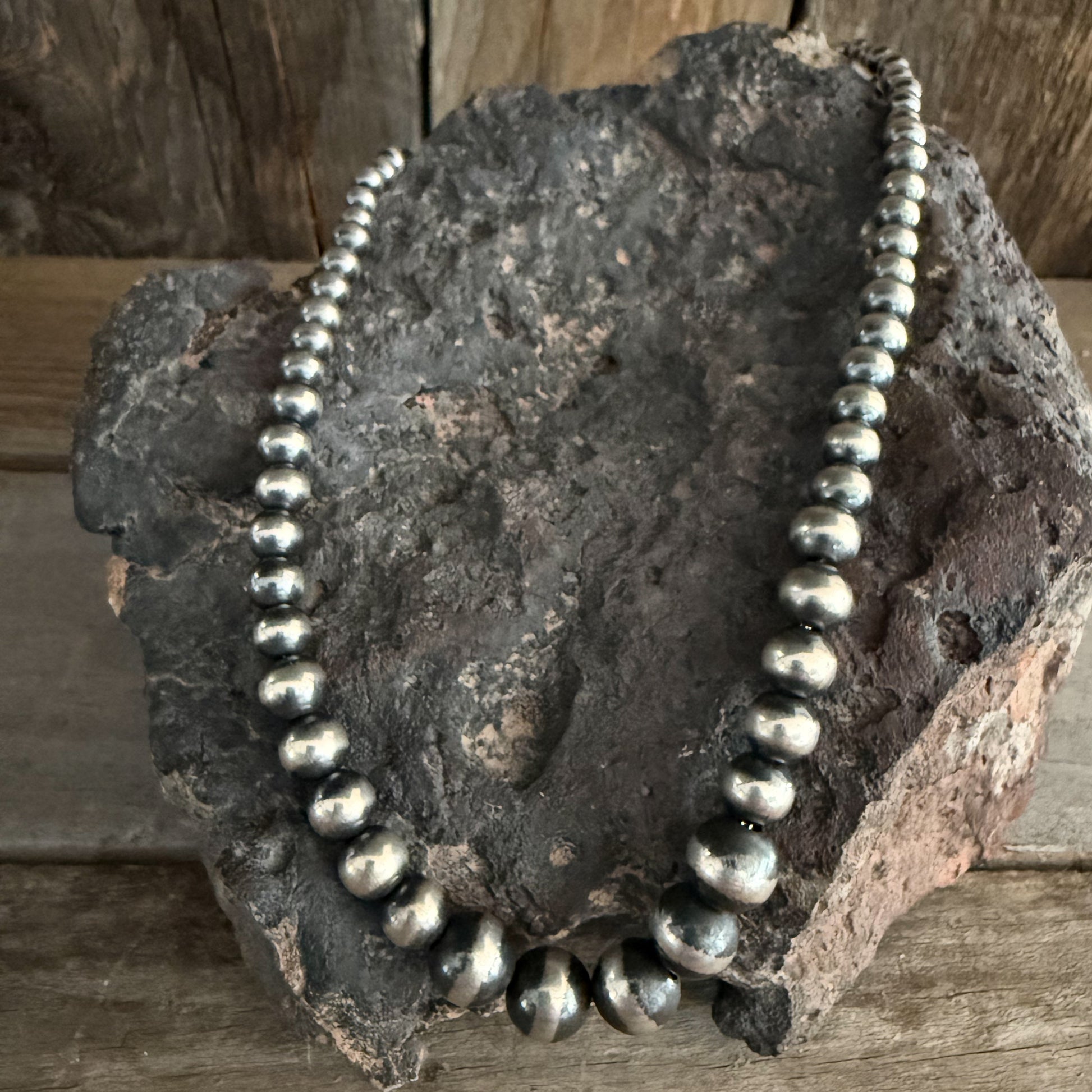 Authentic Native American Handstrung Sterling Silver Pearls.