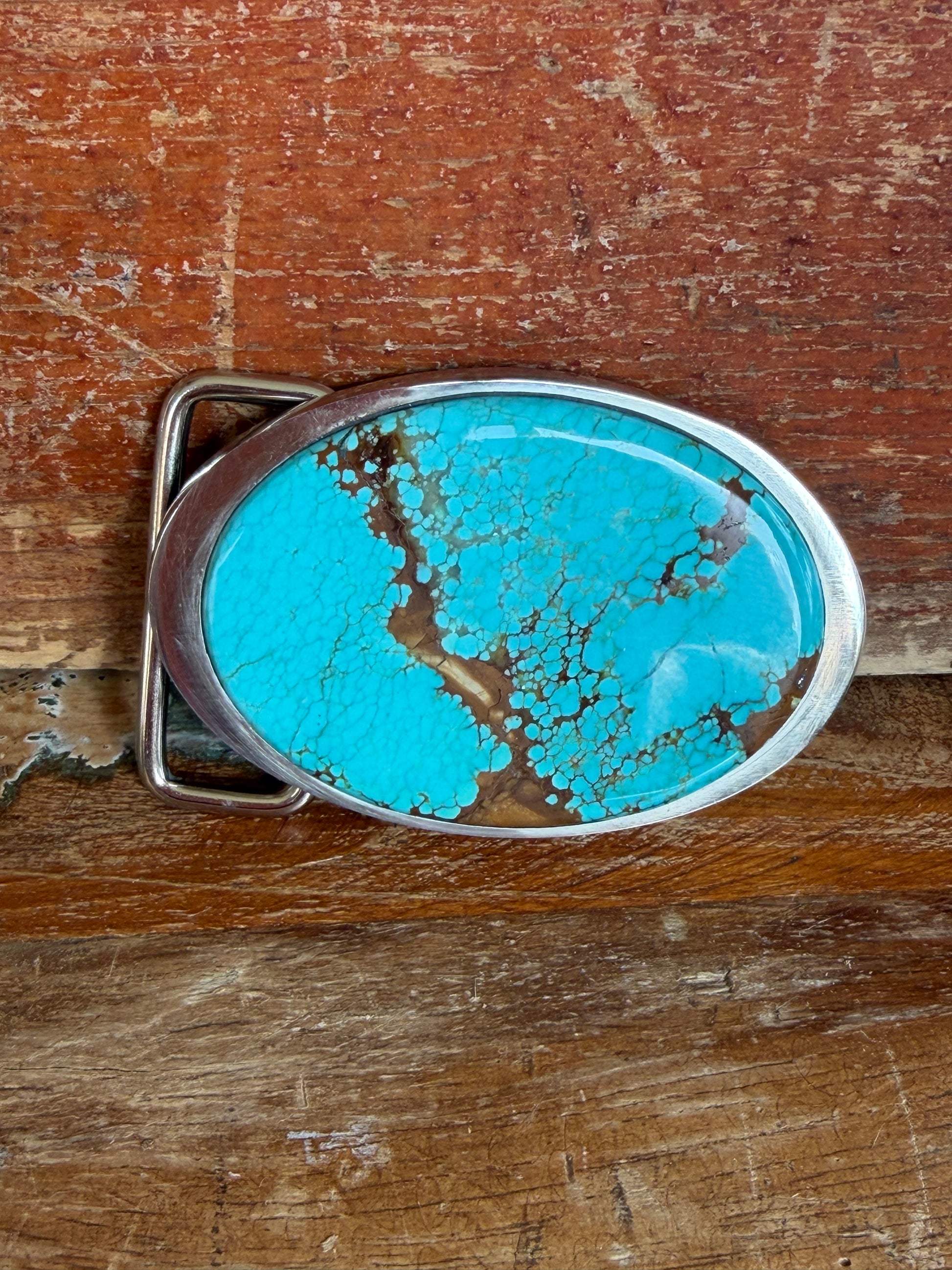 Number 8 Turquoise Handmade Belt Buckle (Medium)