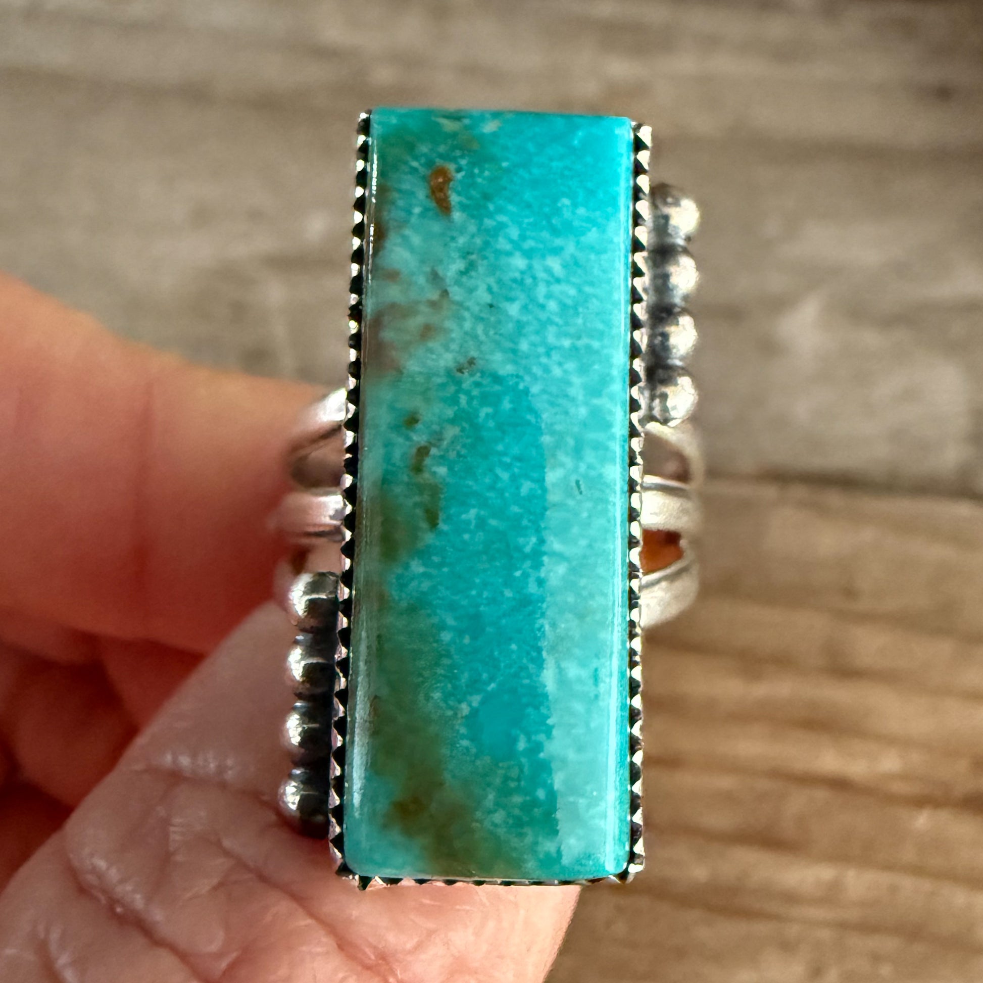 Authentic Native American Handmade Sterling Silver and Turquoise Ring size 8 1/2.