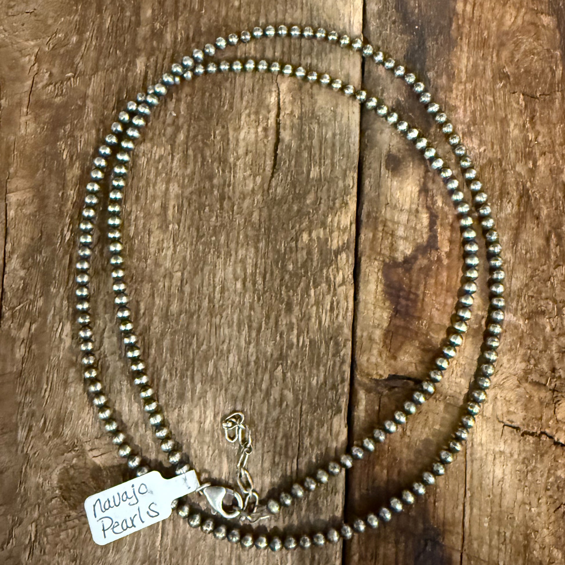 Authentic Native American Handmade Sterling Silver Navajo Pearls
