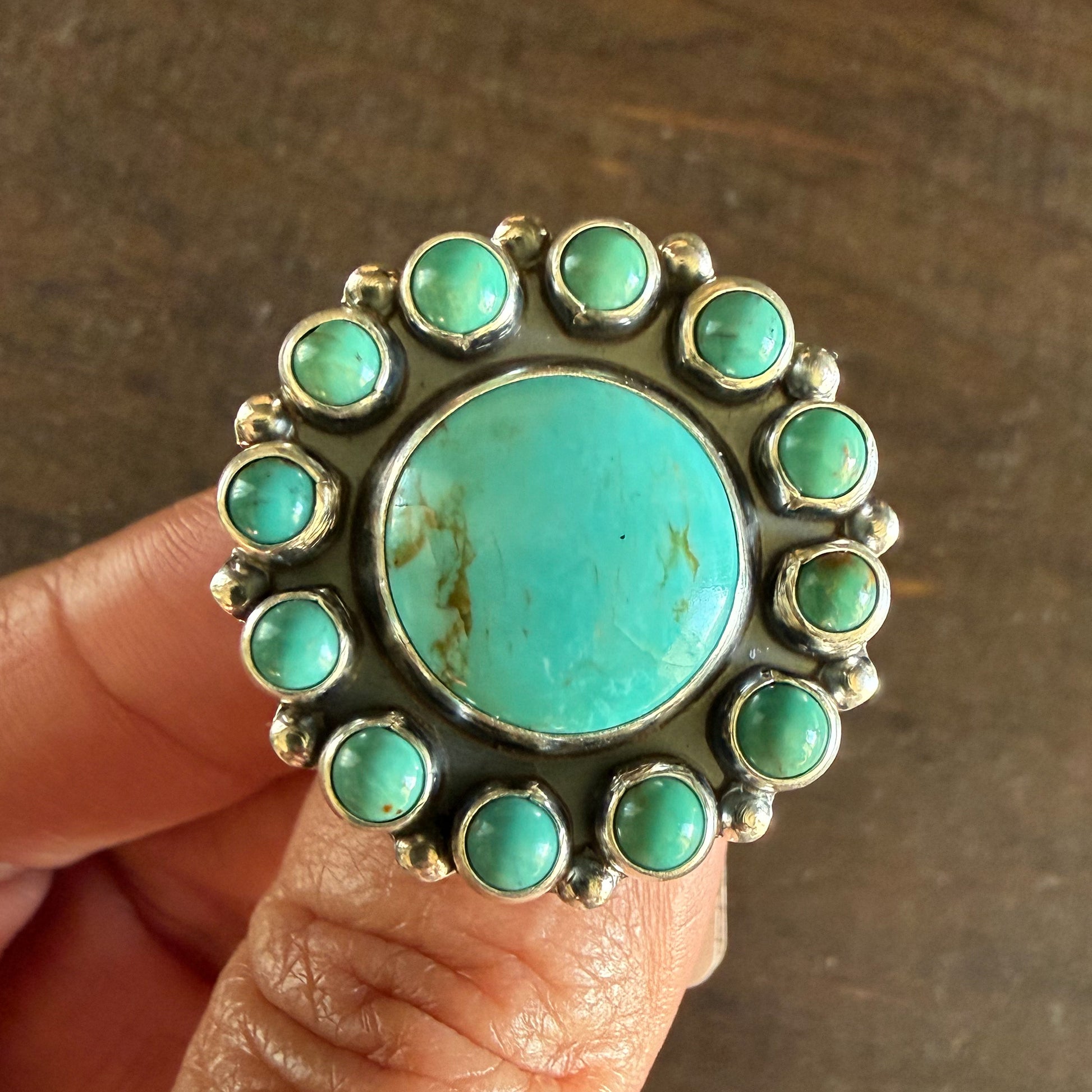 Authentic Native American Handmade Sterling Silver and Turquoise ring size 7 1/2