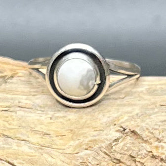 Authentic Native American White Buffalo Sterling Silver Ring