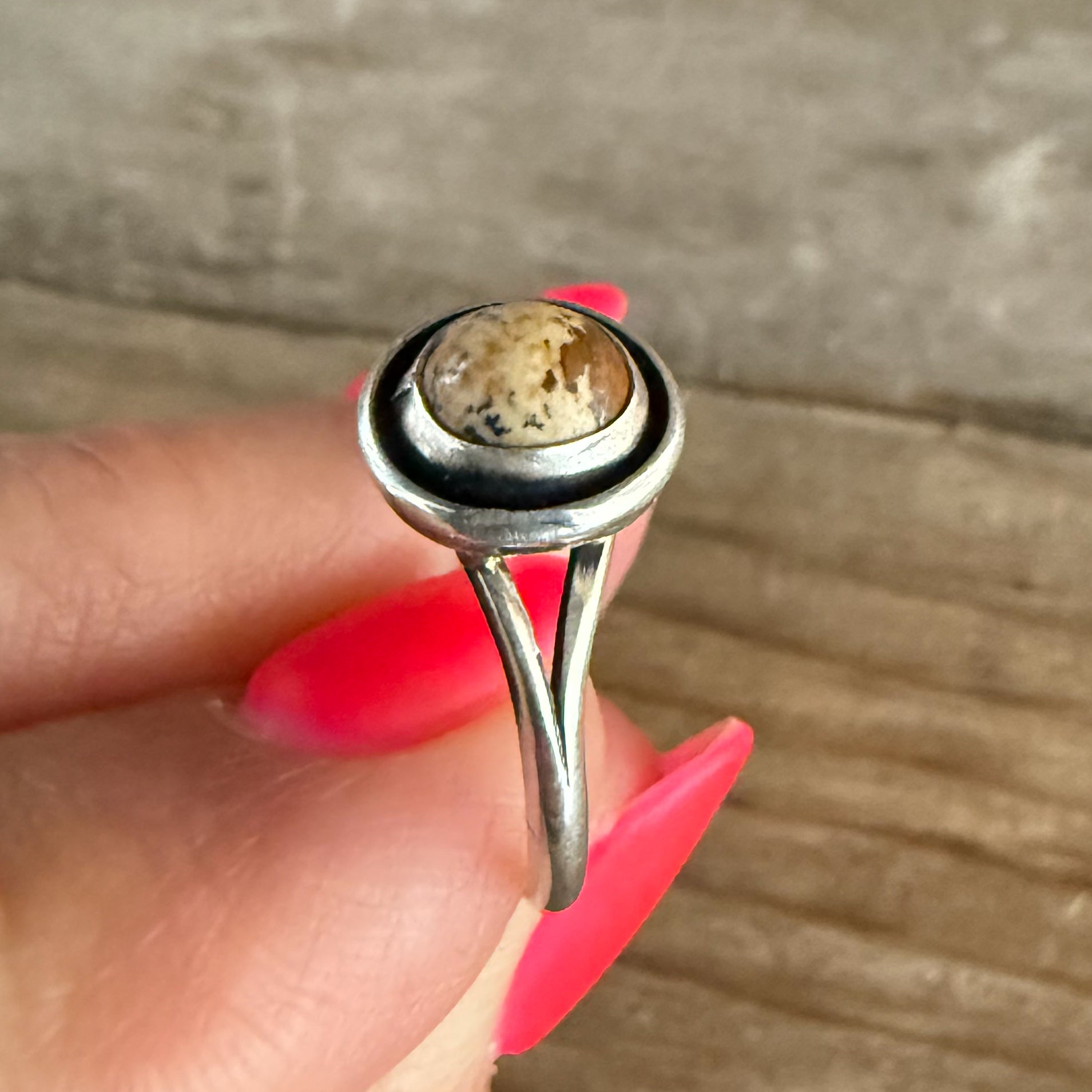 Authentic Sterling Silver and Jasper Ring size 7 1/2.