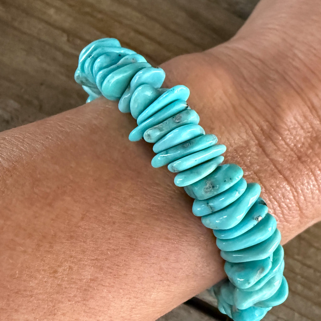 Authentic Native American Hand-strung Fox Turquoise Bracelet size 7.25