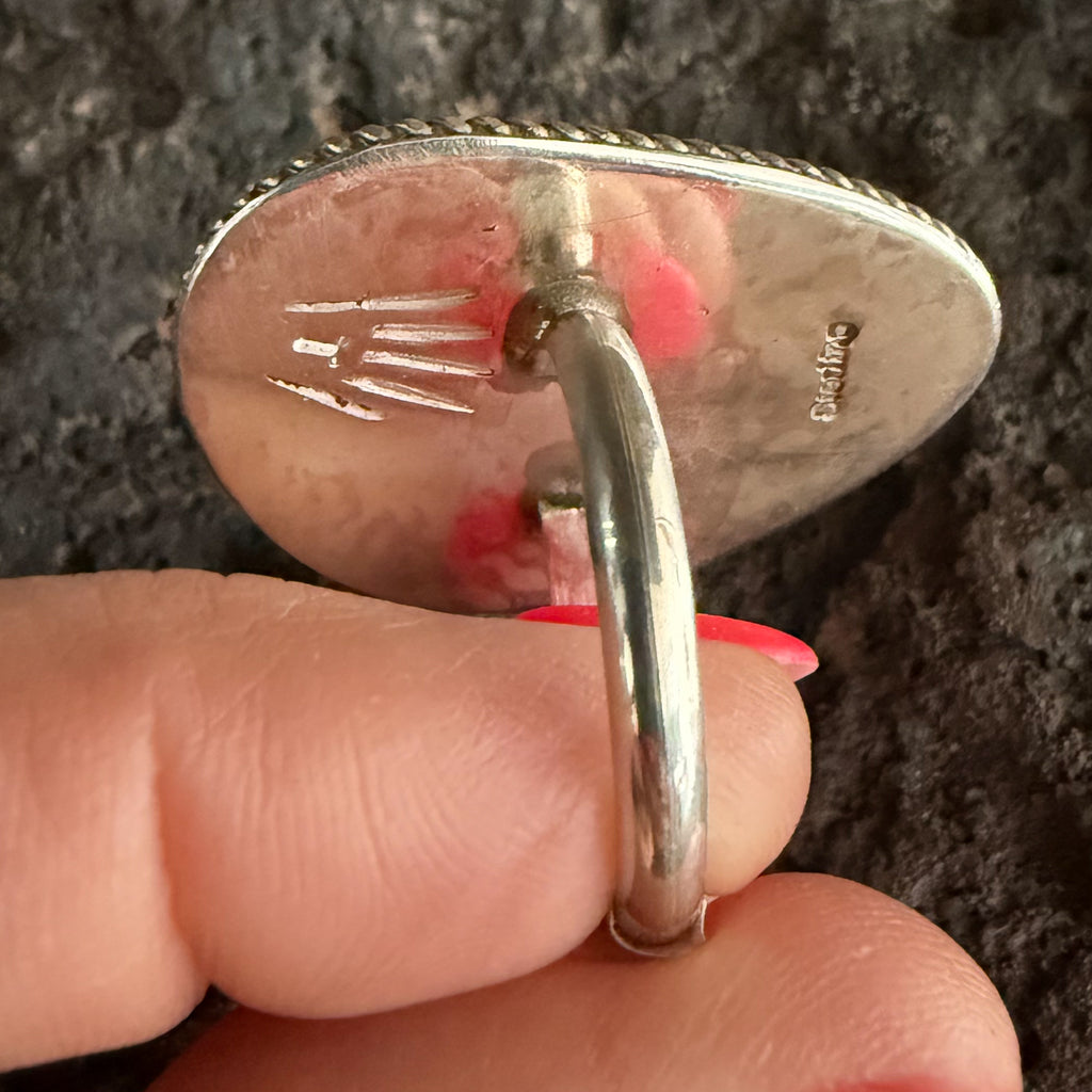 Authentic Native American Handmade Sterling Silver and Turquoise Ring size 10.