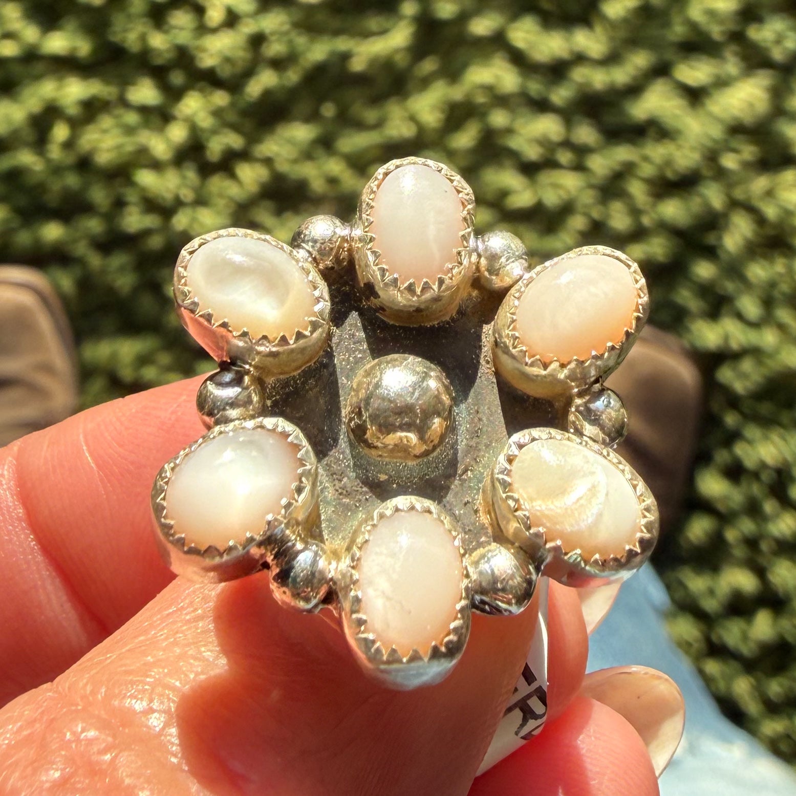 Authentic Native American Handmade Sterling Silver and Moonstone Ring size 6.75