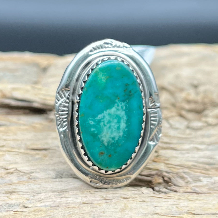 Authentic Native American Handmade Deep green turquoise ring