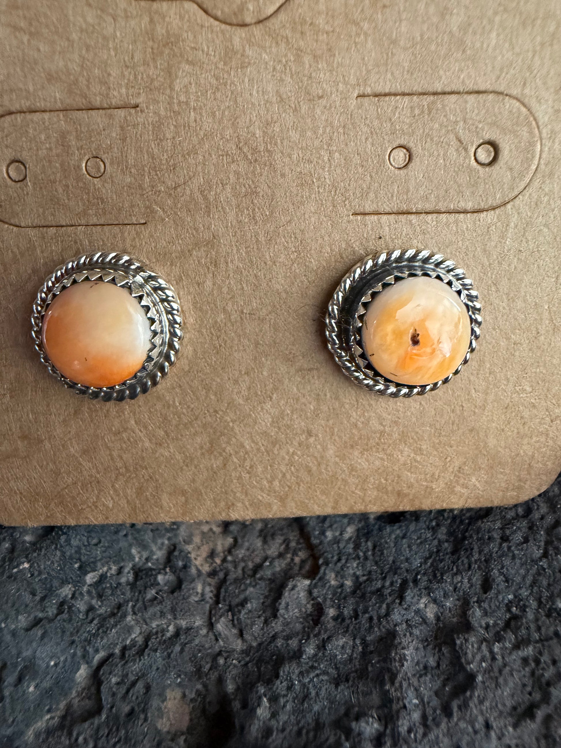 Native American Handmade Spiny Oyster Sterling Silver  Earrings