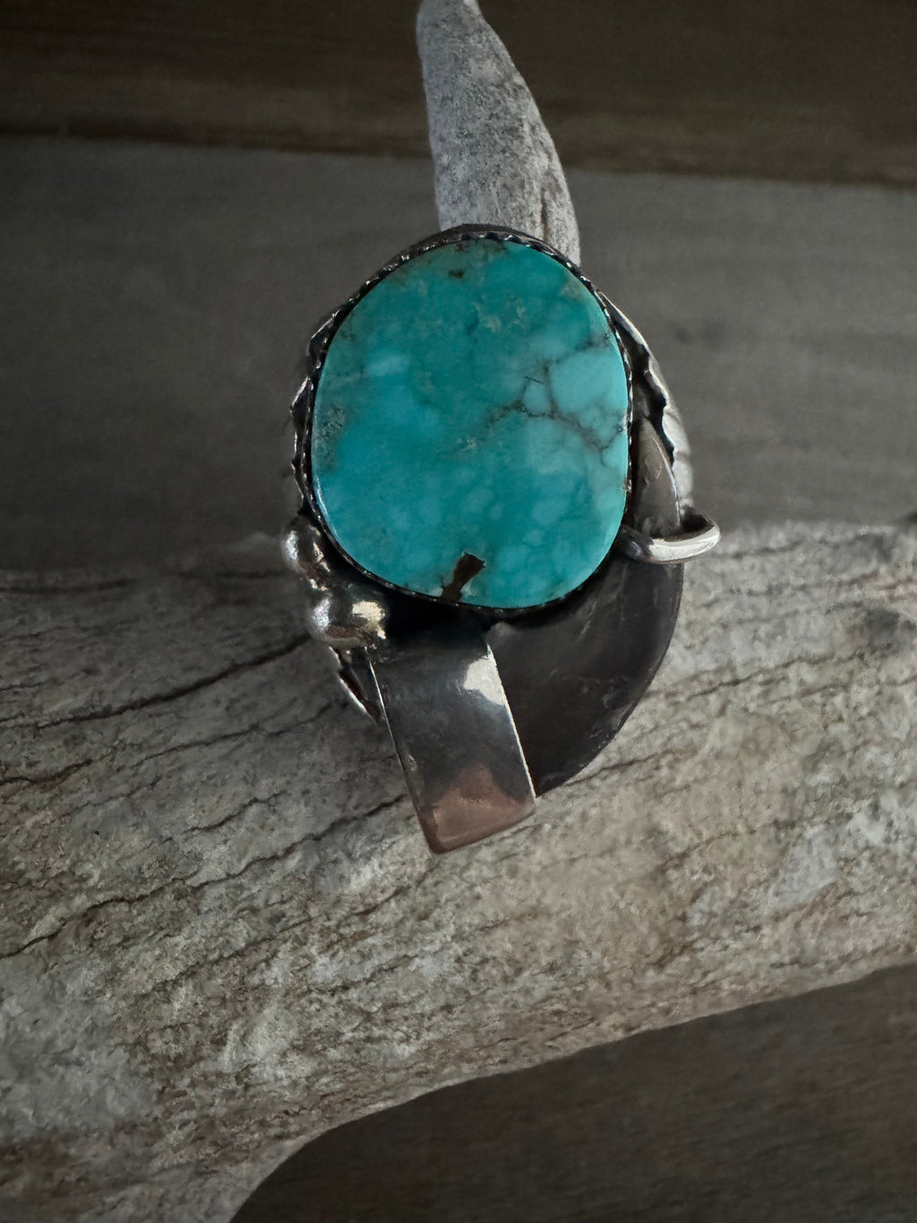 Handmade Bear-claw Sterling Silver Royston Turquoise Ring Size 14