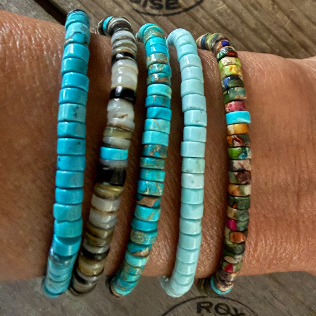 Howlite stretch turquoise colored stacking bracelet