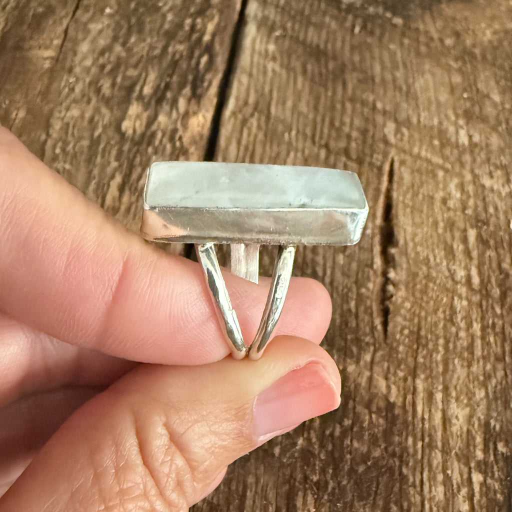 Authentic Native American Handmade Sterling Silver and Moonstone Ring size 9.