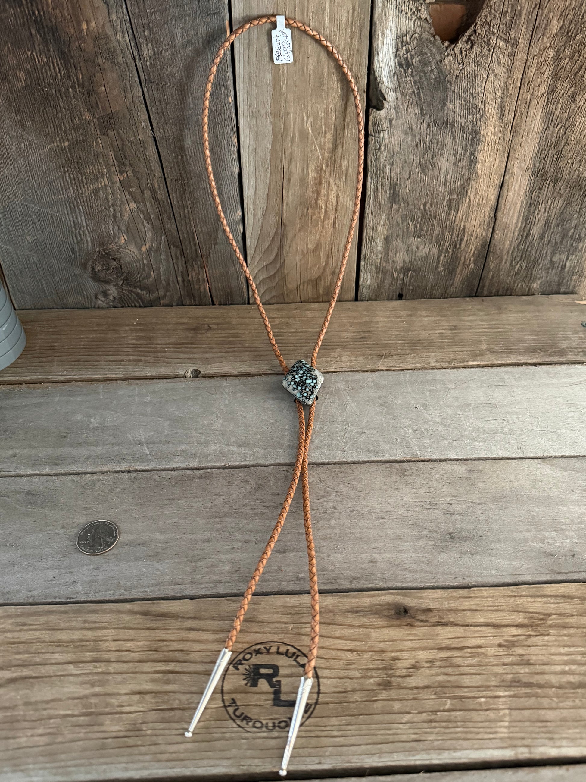 Handmade Desert Bloom Variscite Bolo Tie W/Sterling Silver Tips