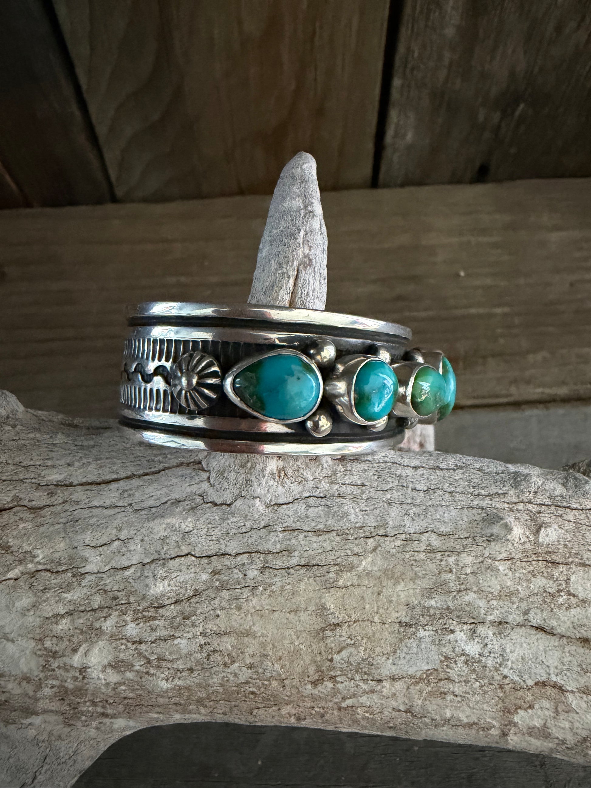 Native American Albert Jake Handmade Women’s Sterling Silver-Sonoran Gold Turquoise Cuff