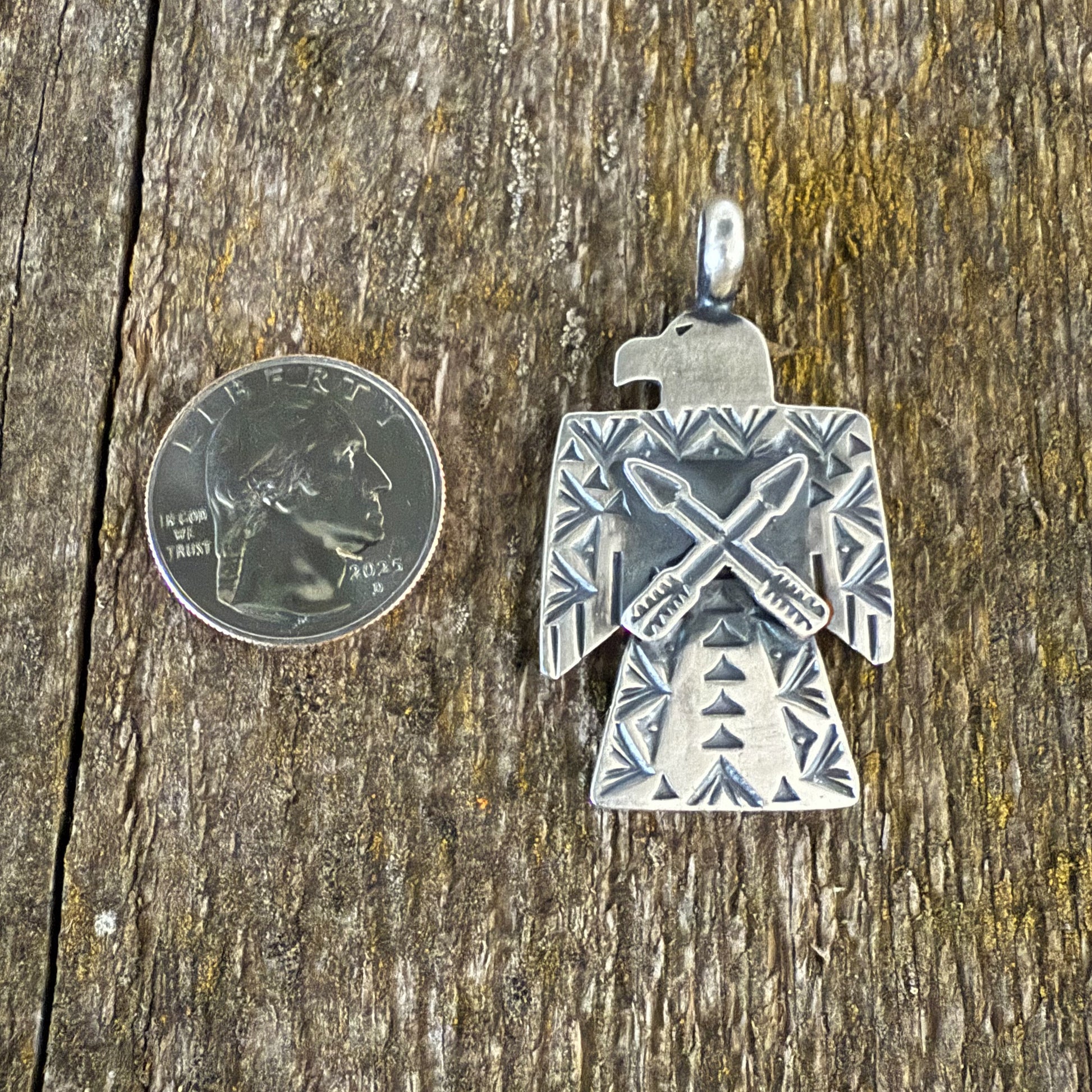 Authentic Native American Handmade Sterling Silver Thunderbird Pendant