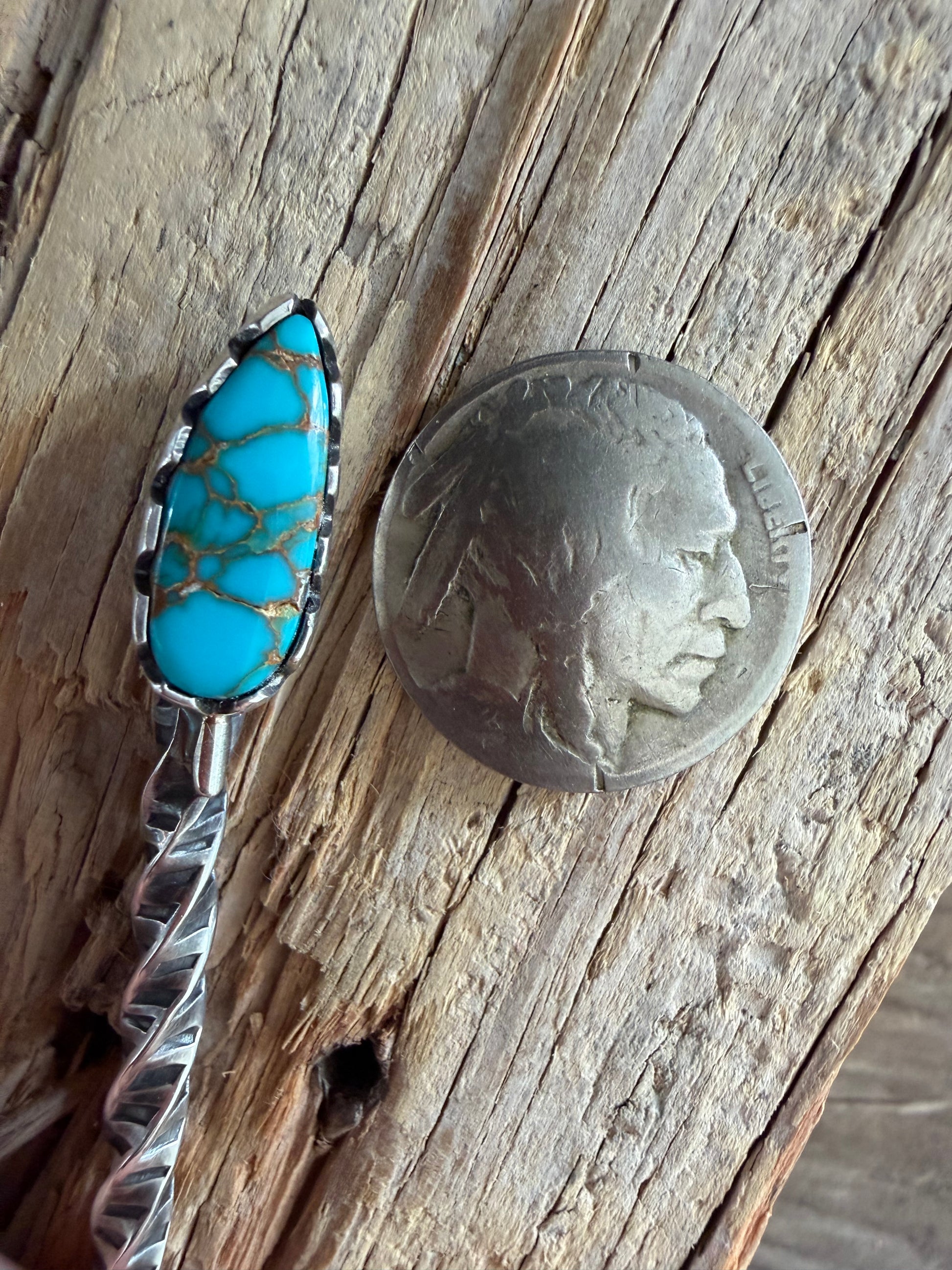 Sterling Silver Handmade Royston Turquoise Hat Pin (Non Native)